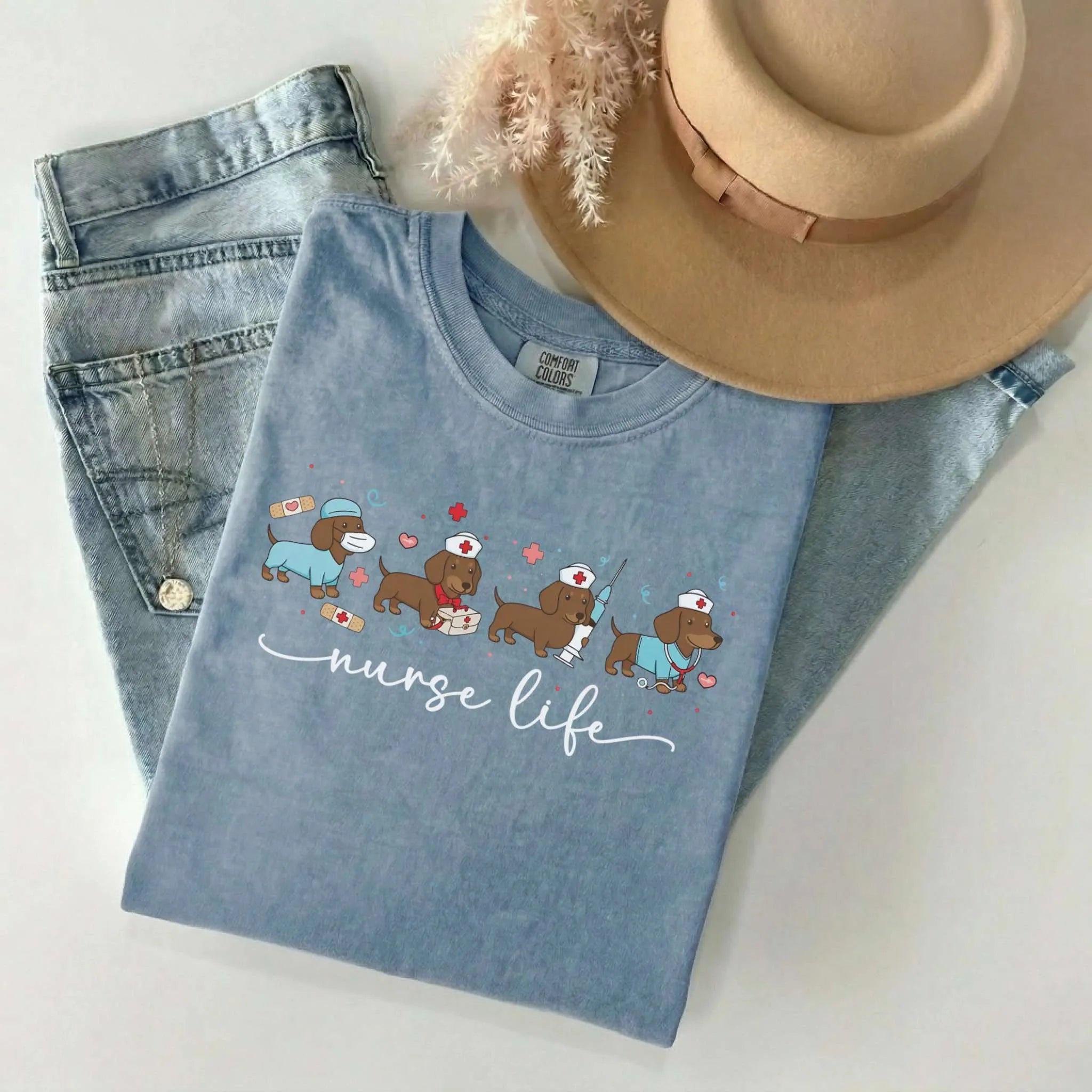 Nurse Life Dachshund Dog Comfort Colors Tee