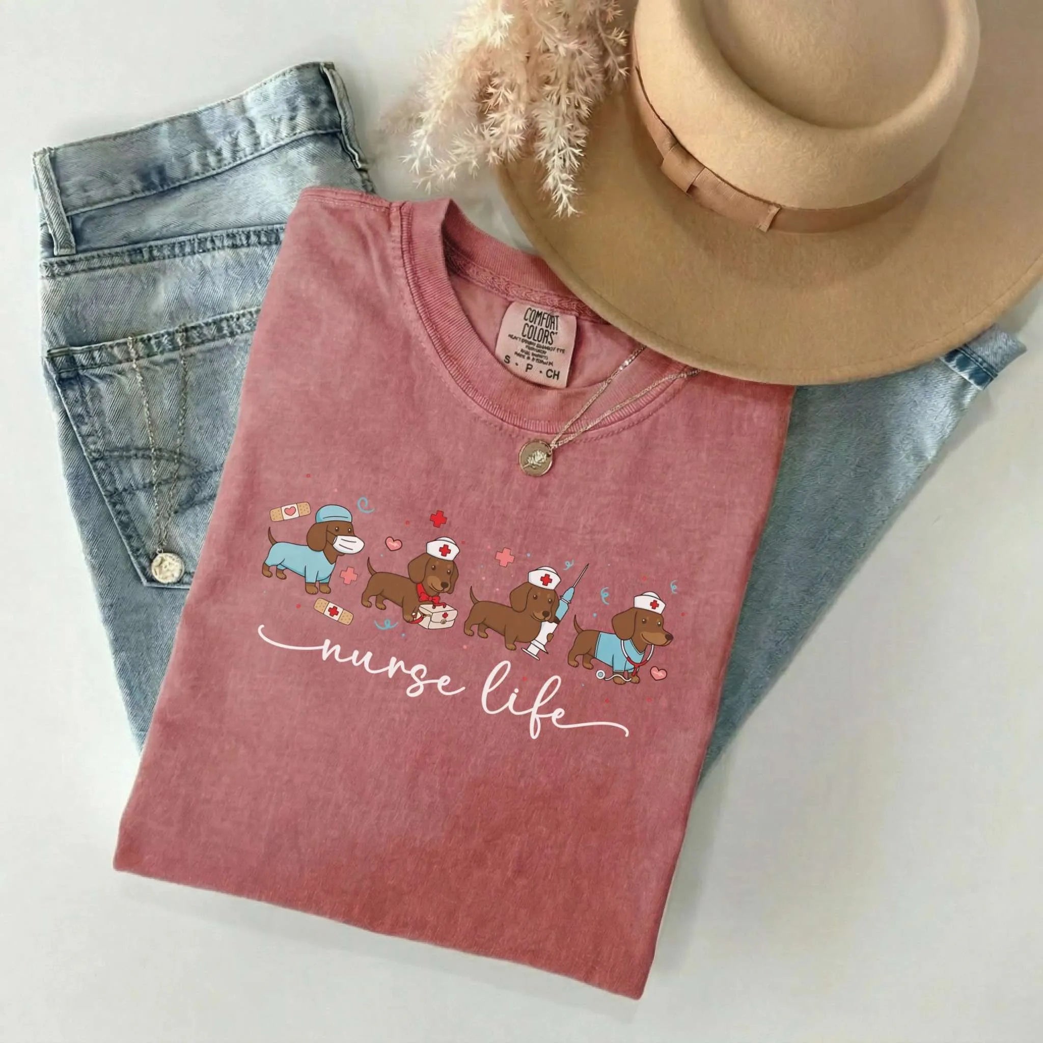 Nurse Life Dachshund Dog Comfort Colors Tee