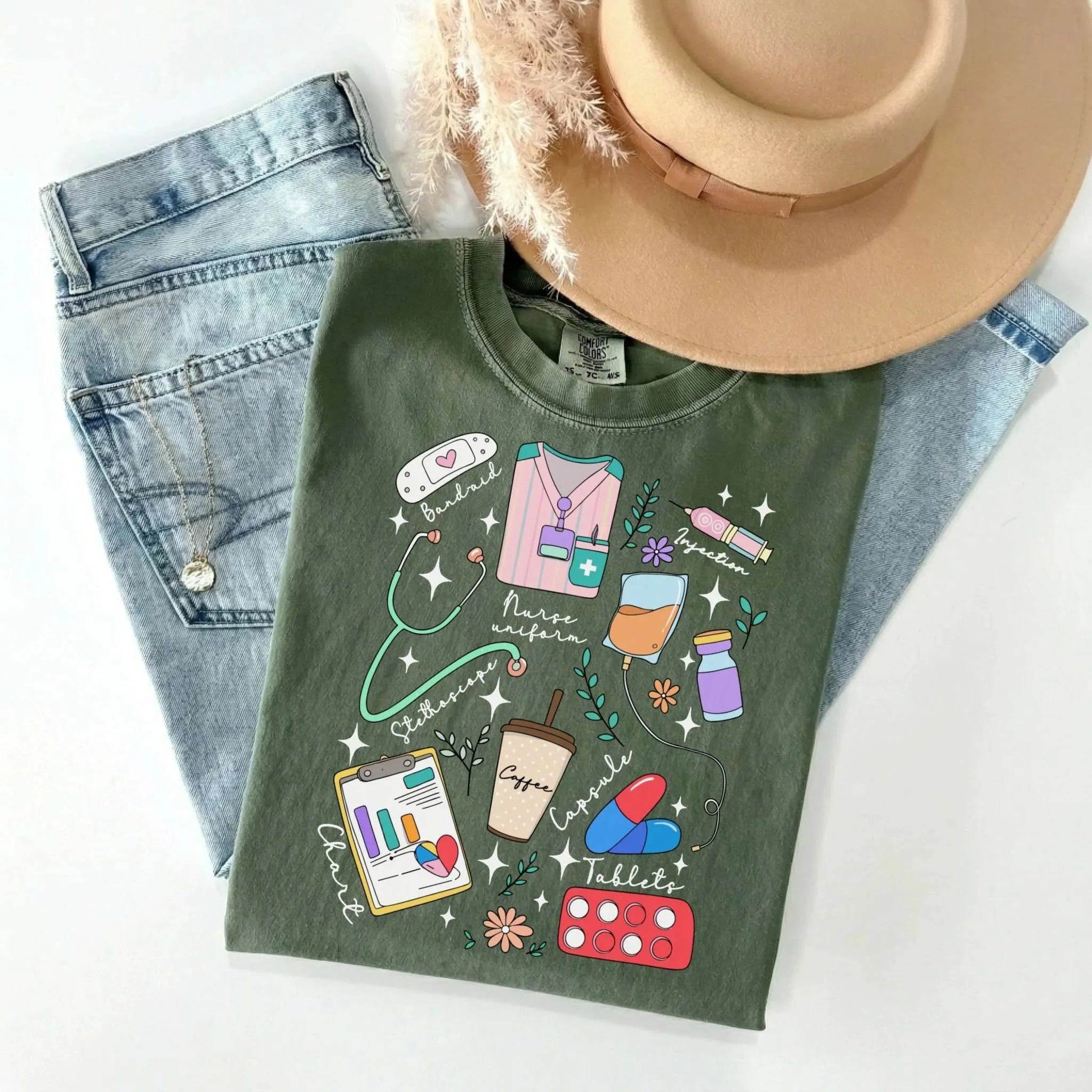 Nurse Things Collage Comfort Colors Tee