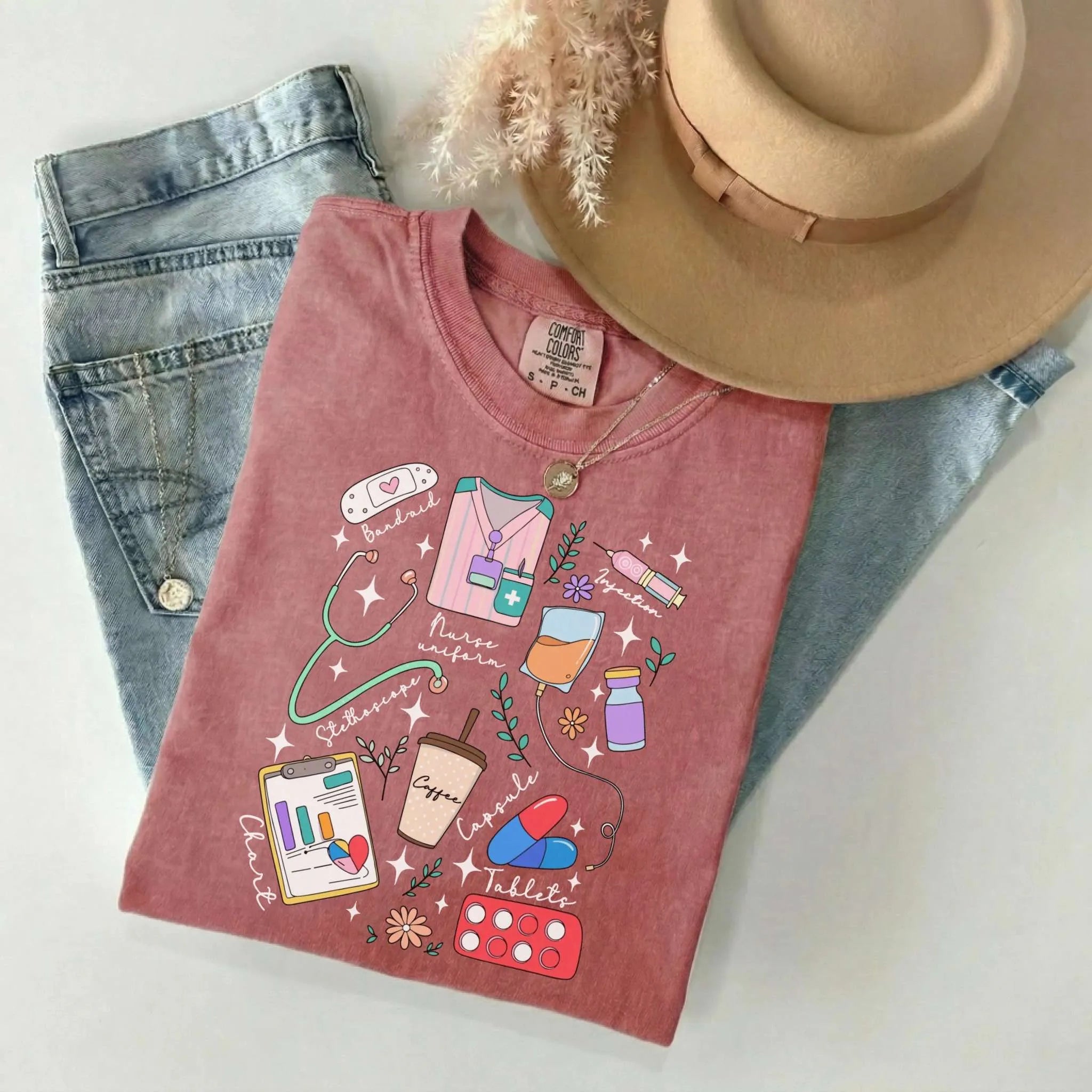 Nurse Things Collage Comfort Colors Tee