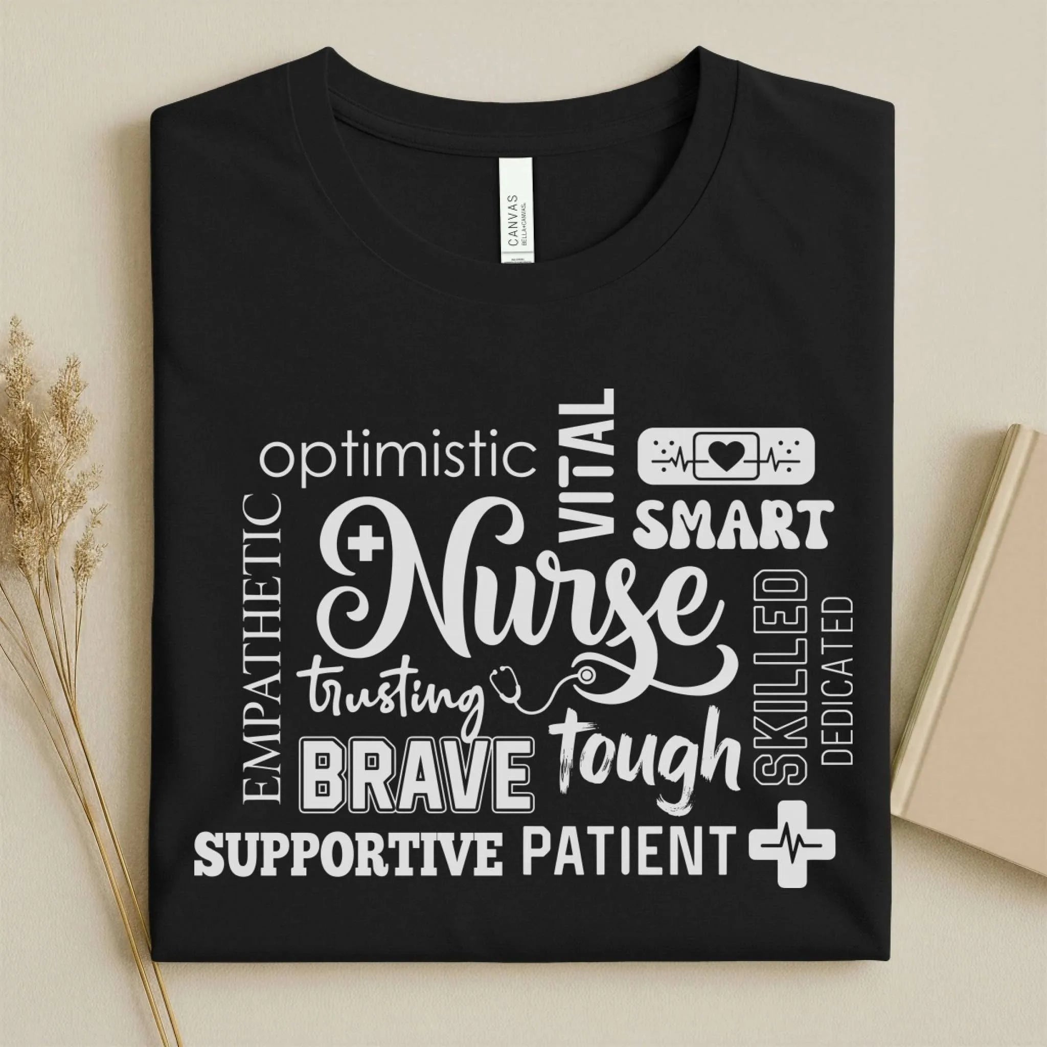 Nurse Word Cloud Empathetic Brave Strong Nurse T-Shirt