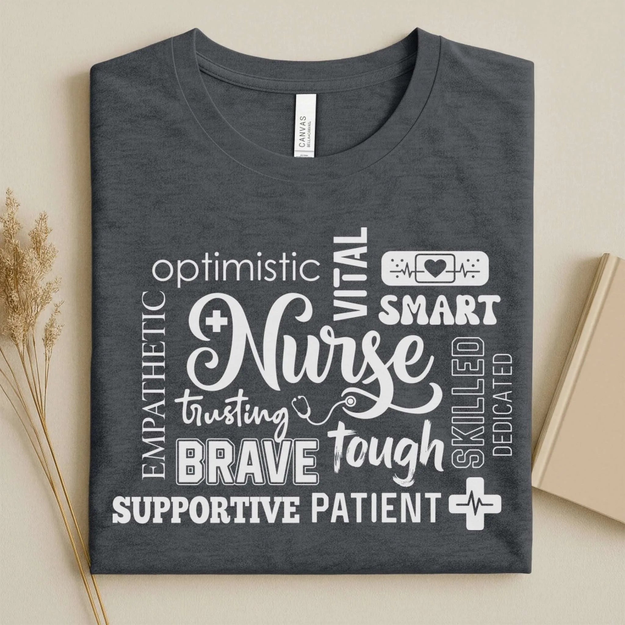 Nurse Word Cloud Empathetic Brave Strong Nurse T-Shirt