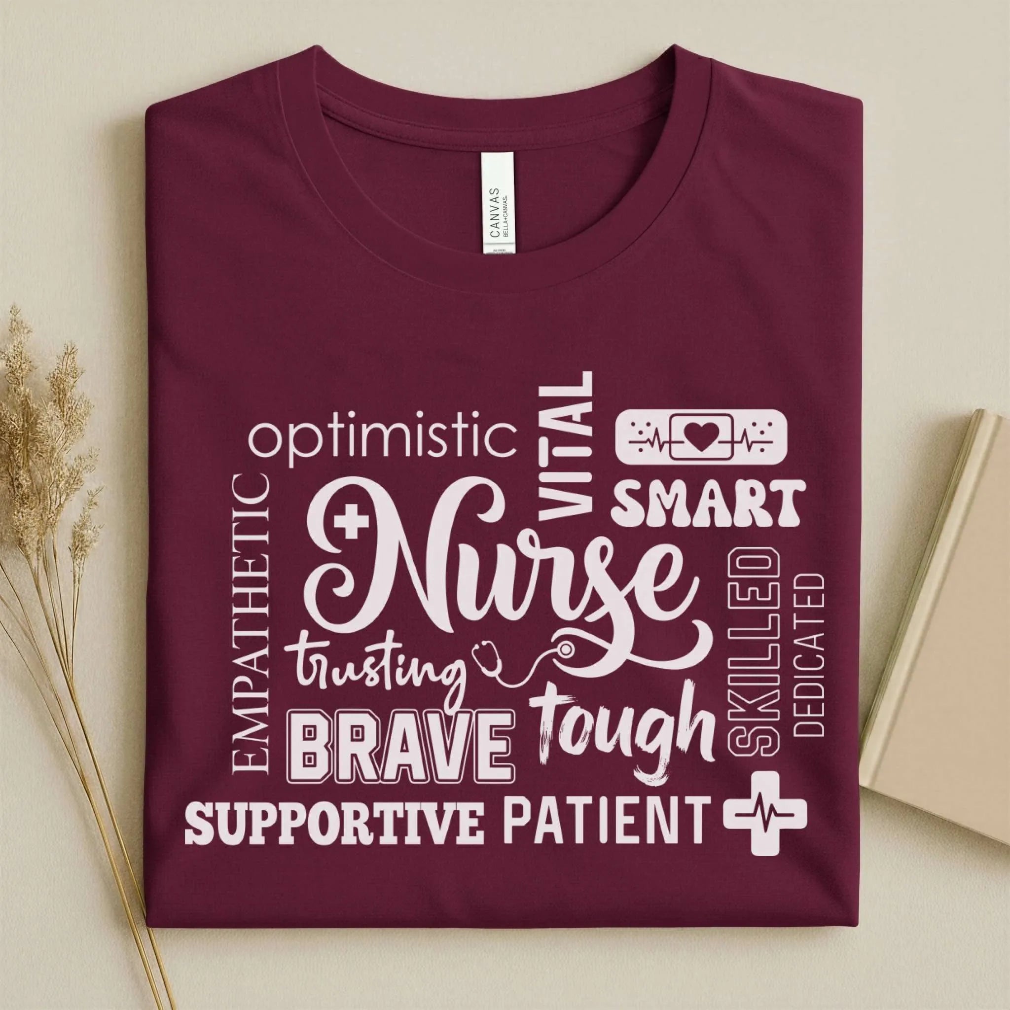 Nurse Word Cloud Empathetic Brave Strong Nurse T-Shirt