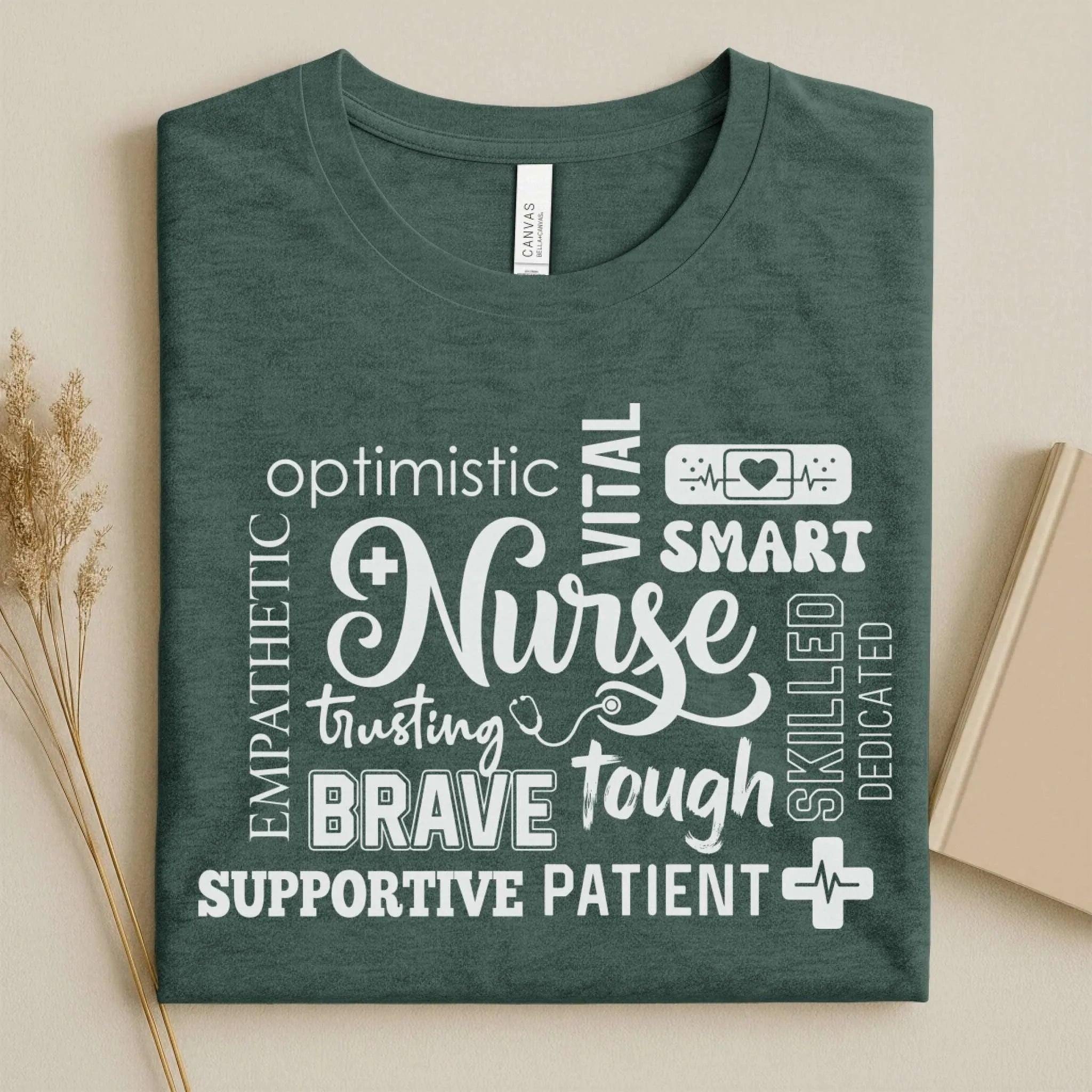 Nurse Word Cloud Empathetic Brave Strong Nurse T-Shirt