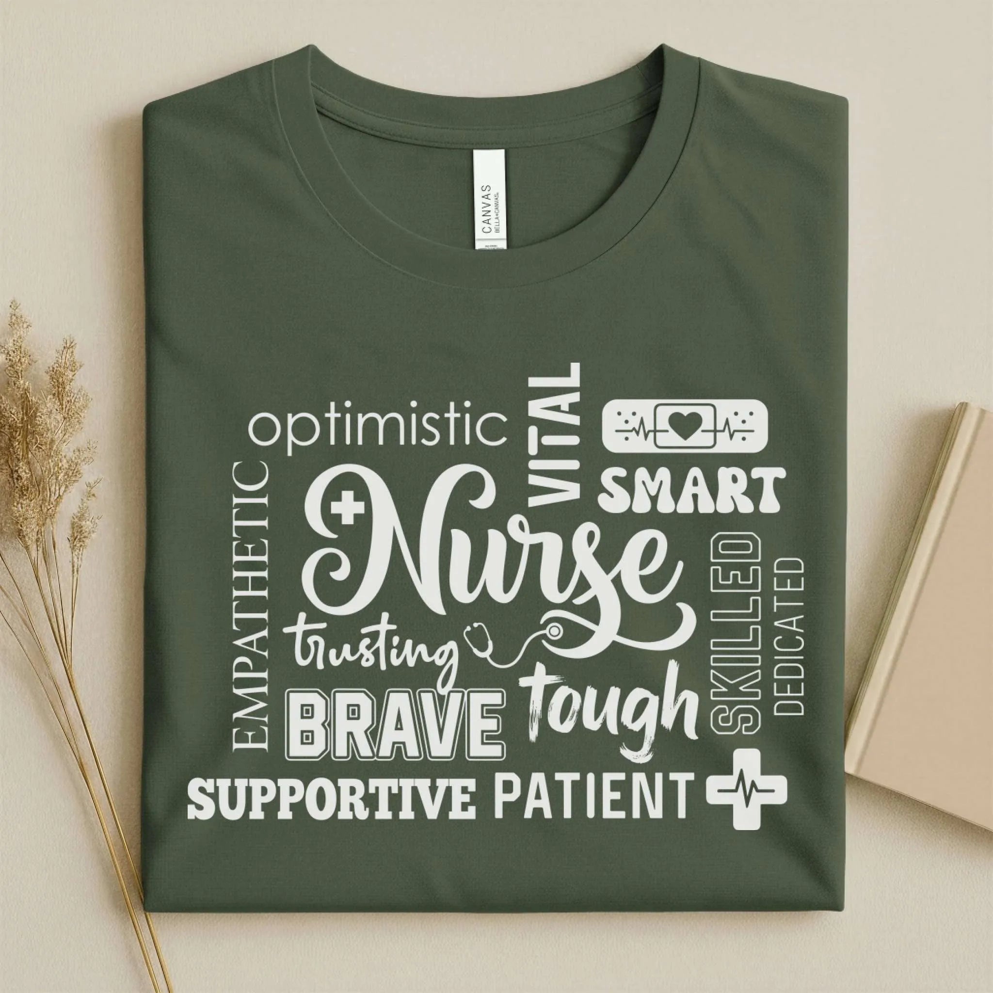 Nurse Word Cloud Empathetic Brave Strong Nurse T-Shirt
