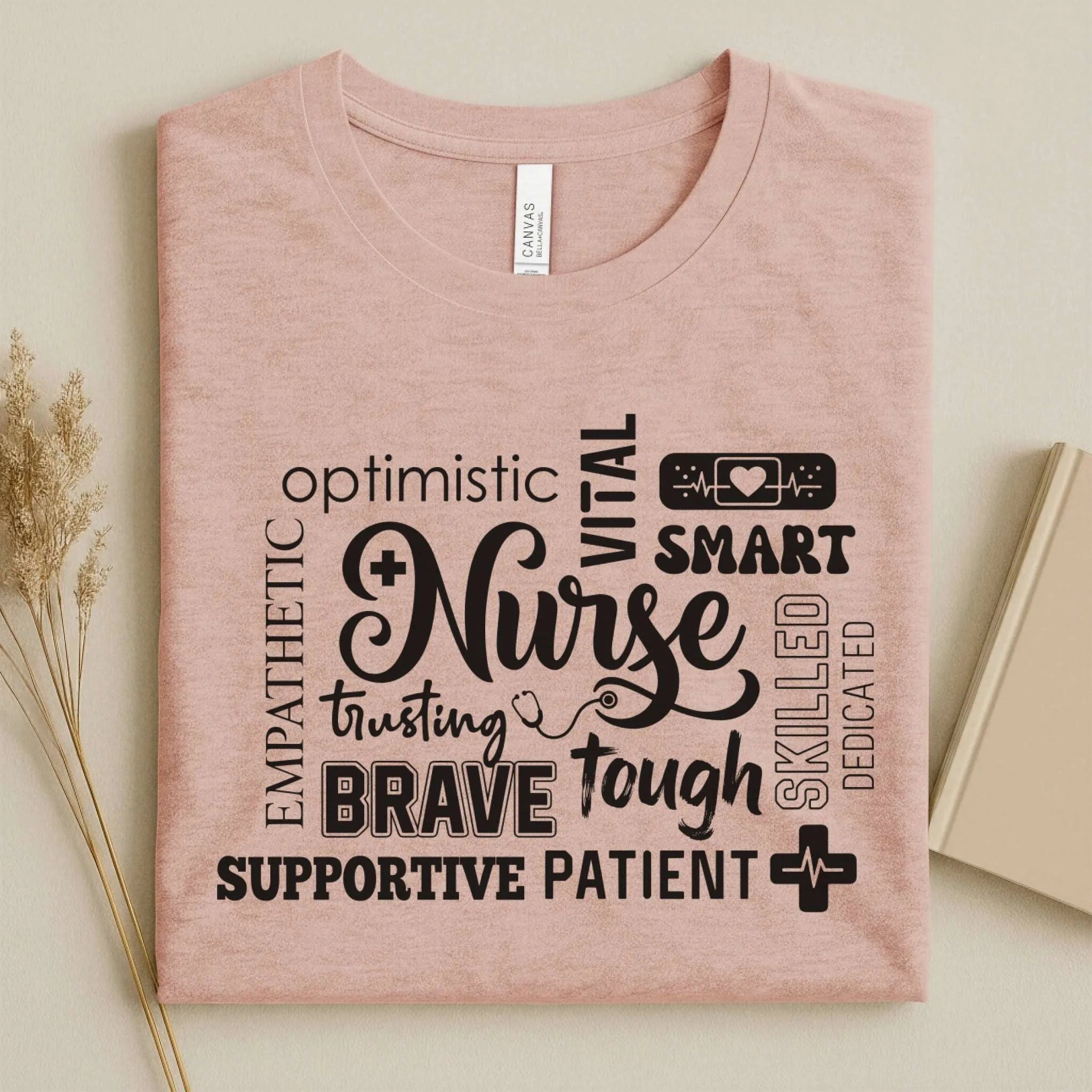Nurse Word Cloud Empathetic Brave Strong Nurse T-Shirt