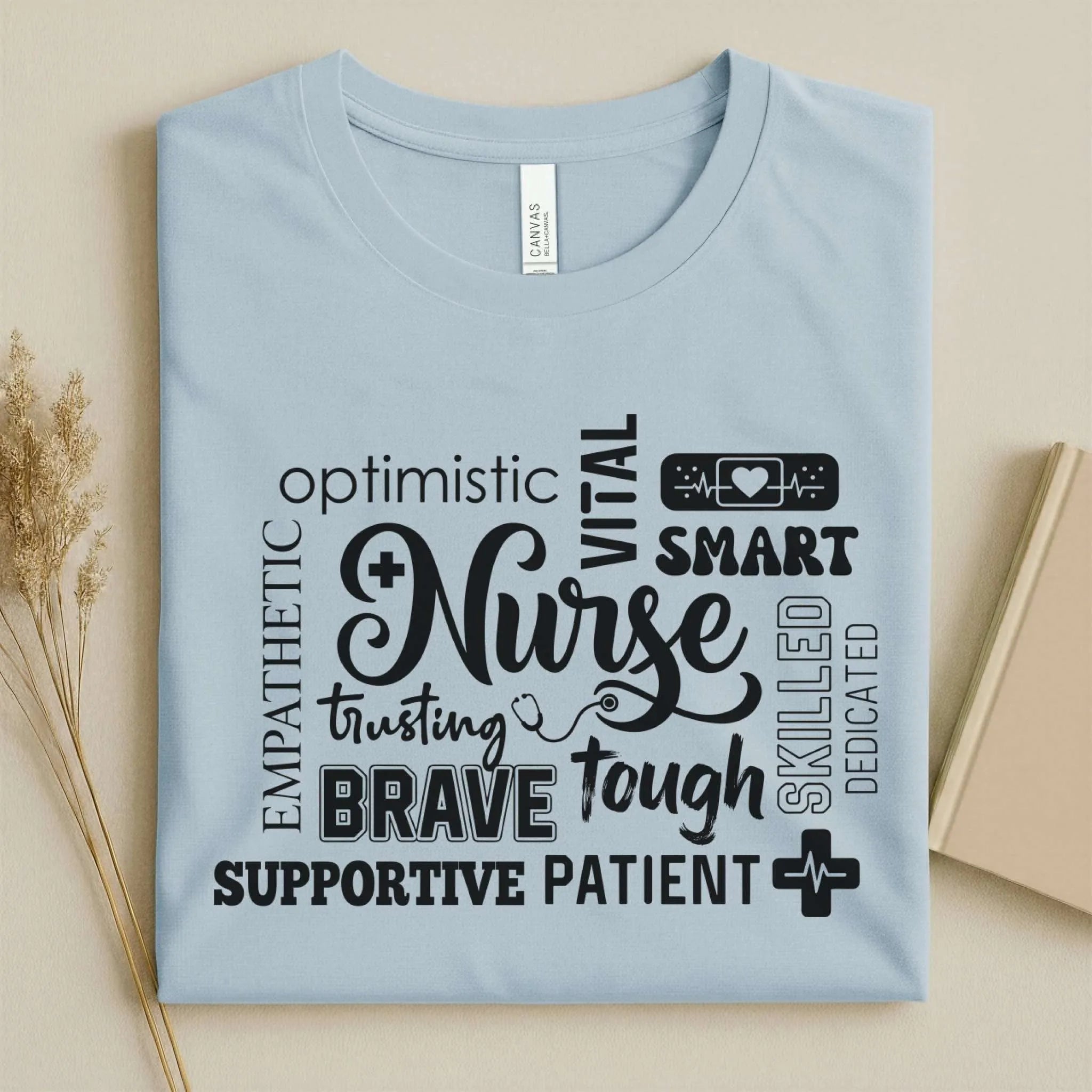 Nurse Word Cloud Empathetic Brave Strong Nurse T-Shirt