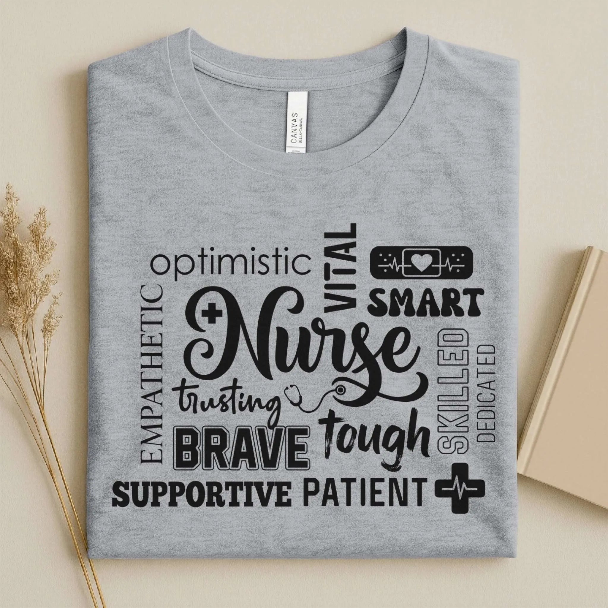 Nurse Word Cloud Empathetic Brave Strong Nurse T-Shirt