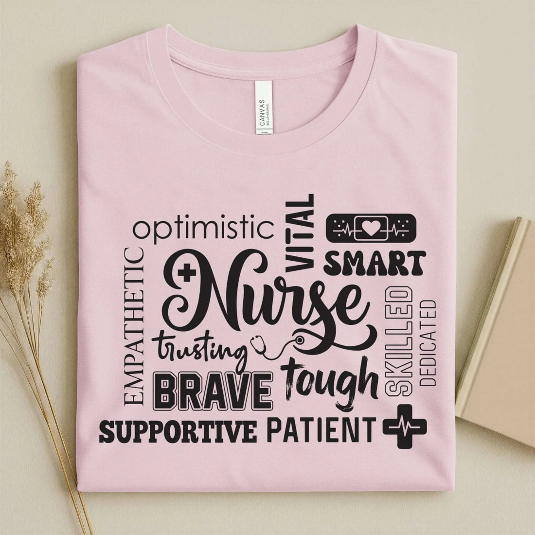 Nurse Word Cloud Empathetic Brave Strong Nurse T-Shirt