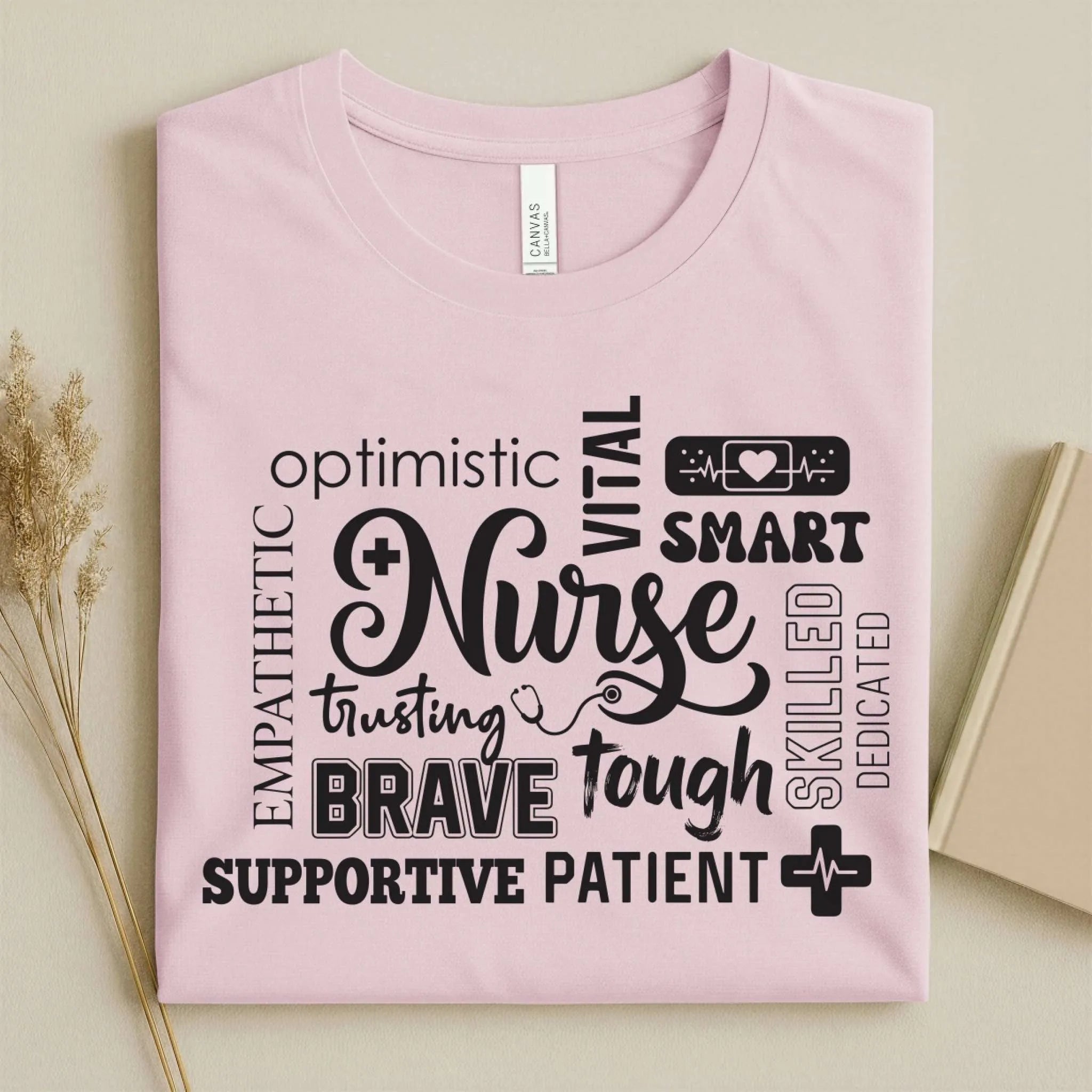 Nurse Word Cloud Empathetic Brave Strong Nurse T-Shirt