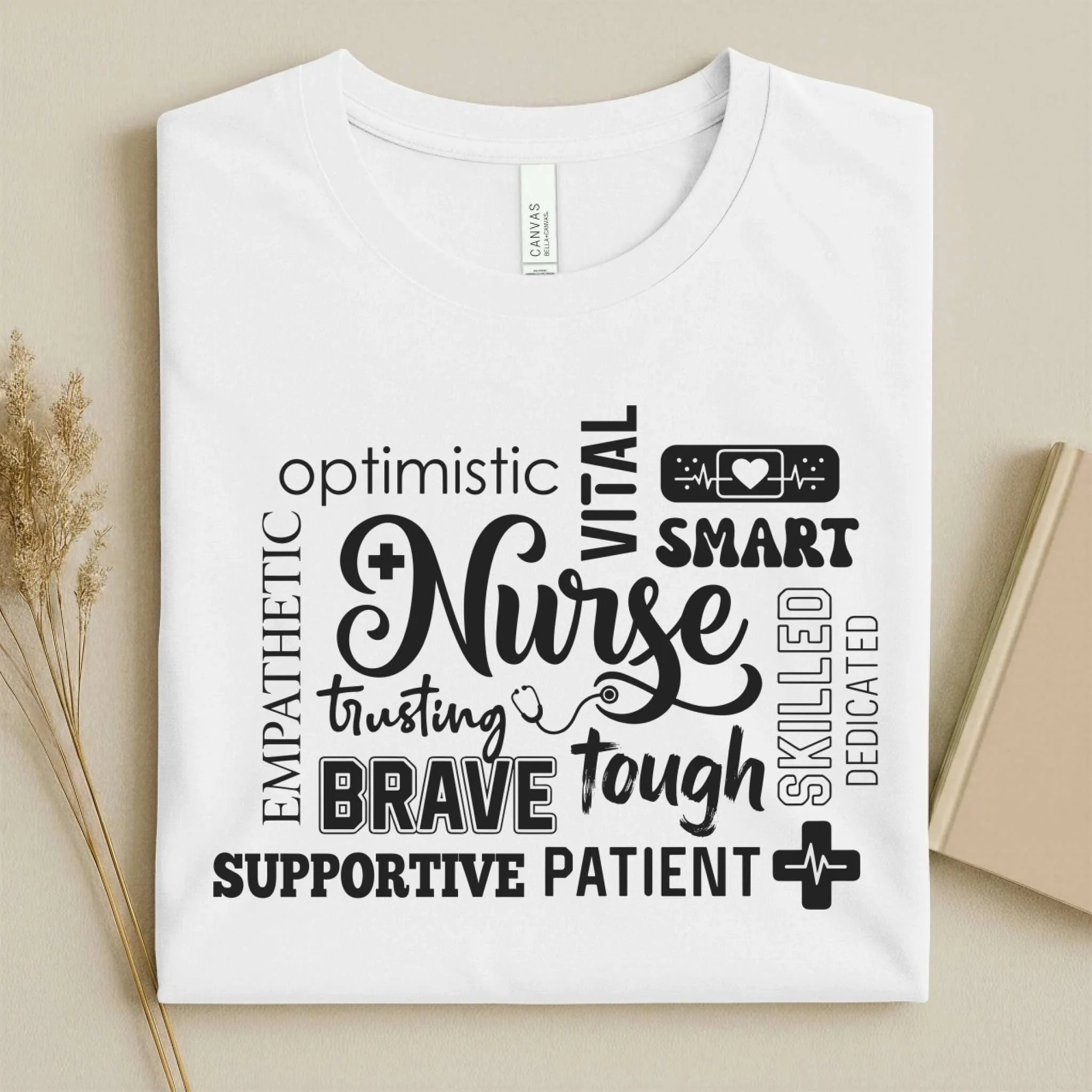 Nurse Word Cloud Empathetic Brave Strong Nurse T-Shirt