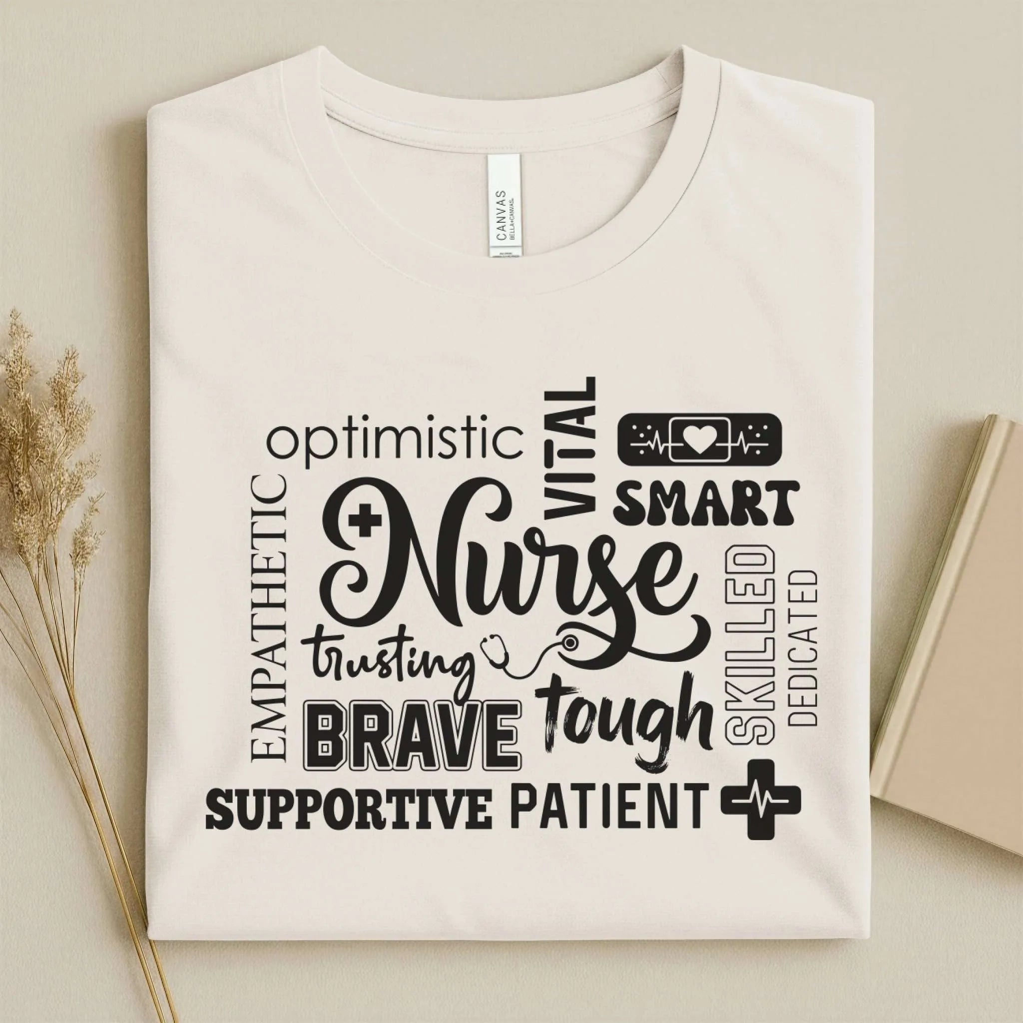 Nurse Word Cloud Empathetic Brave Strong Nurse T-Shirt