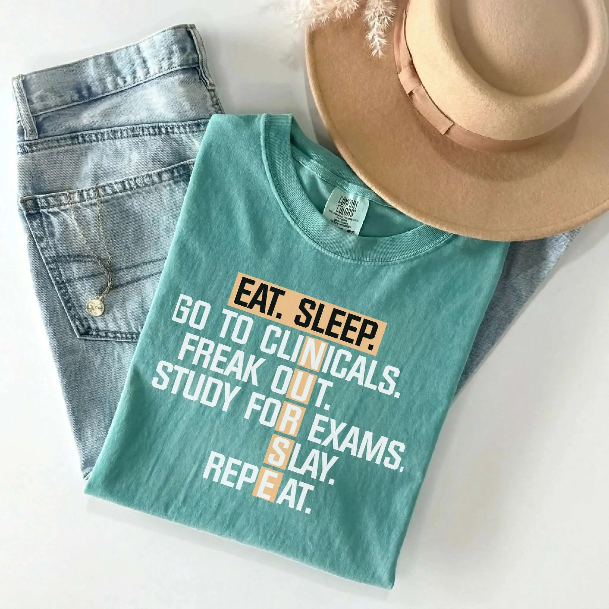 Nurse Eat Sleep Clinicals Crossword Comfort Colors Tee
