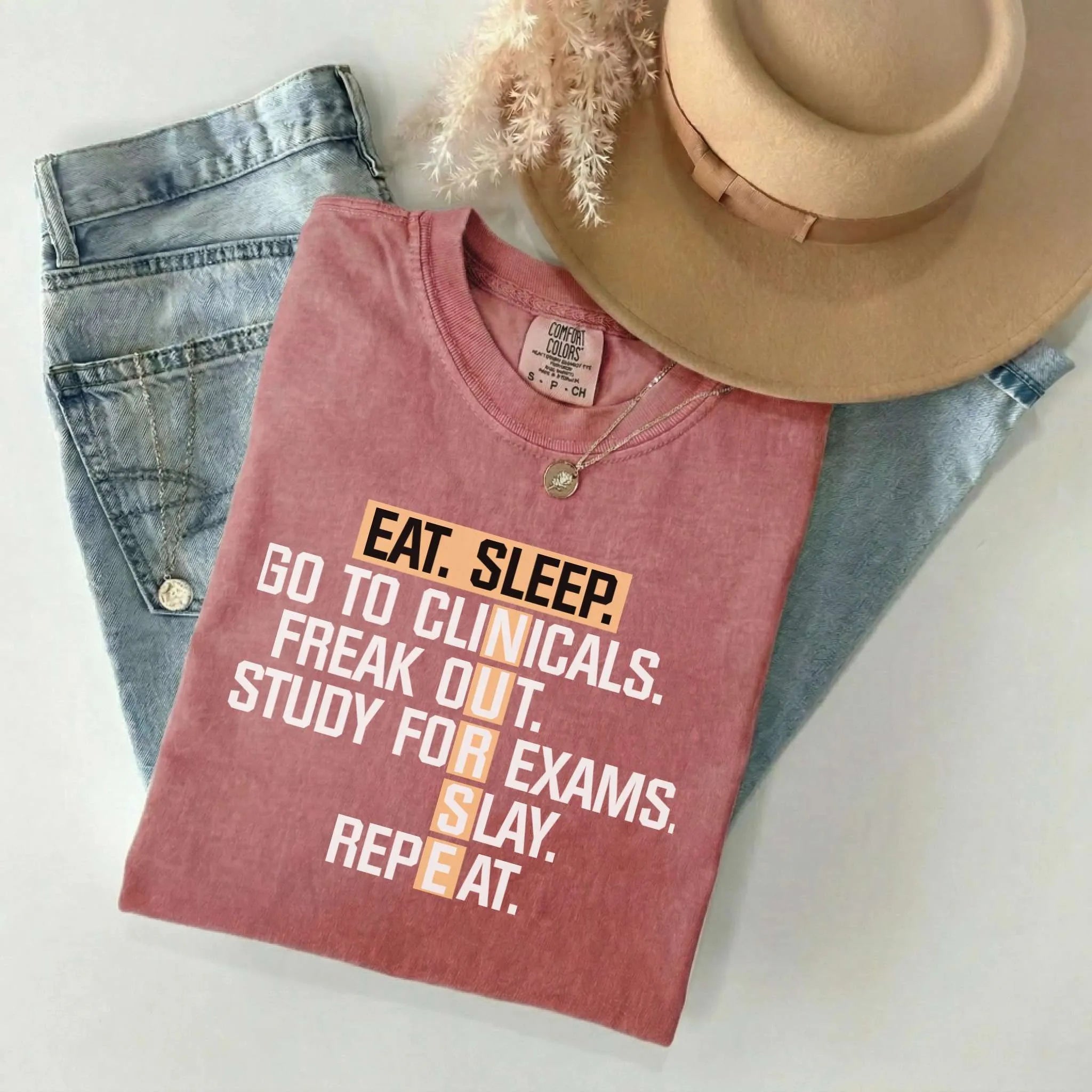 Nurse Eat Sleep Clinicals Crossword Comfort Colors Tee