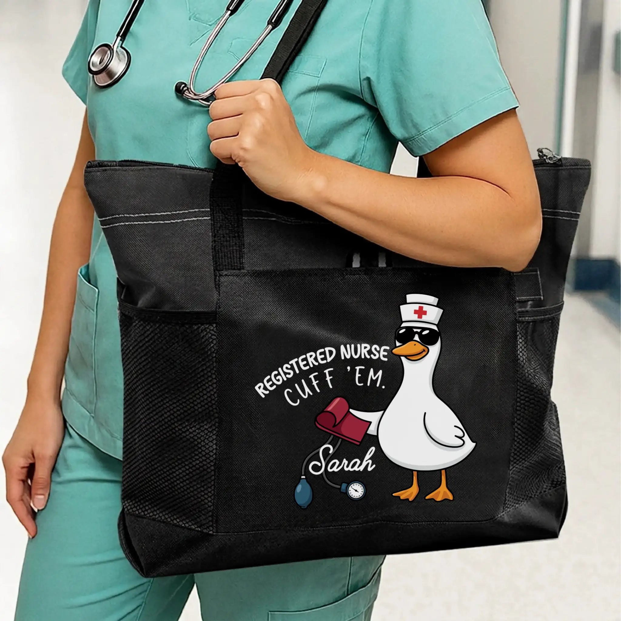 Nursehype Personalized "Cuff 'Em" Registered Nurse Tote Bag