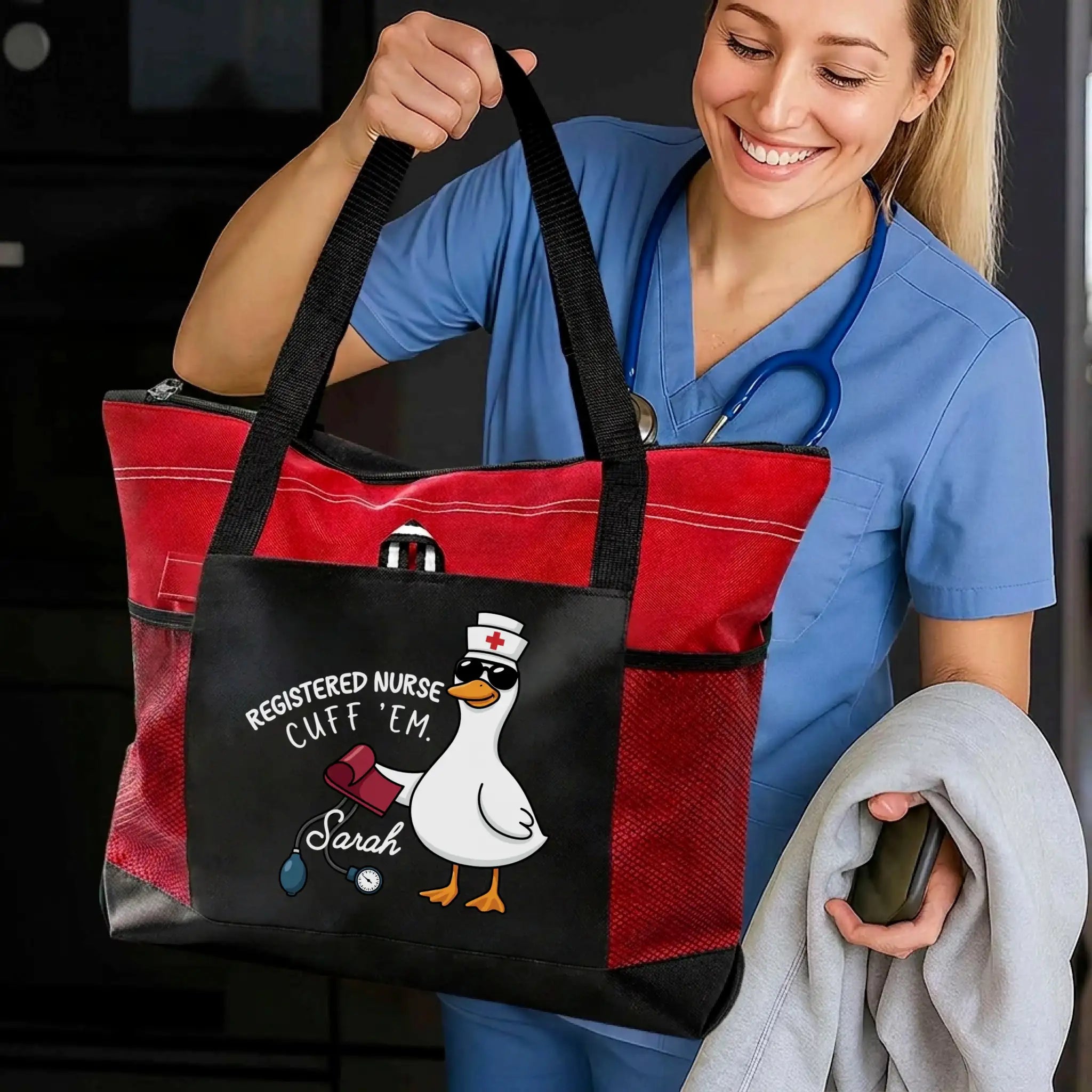 Nursehype Personalized "Cuff 'Em" Registered Nurse Tote Bag