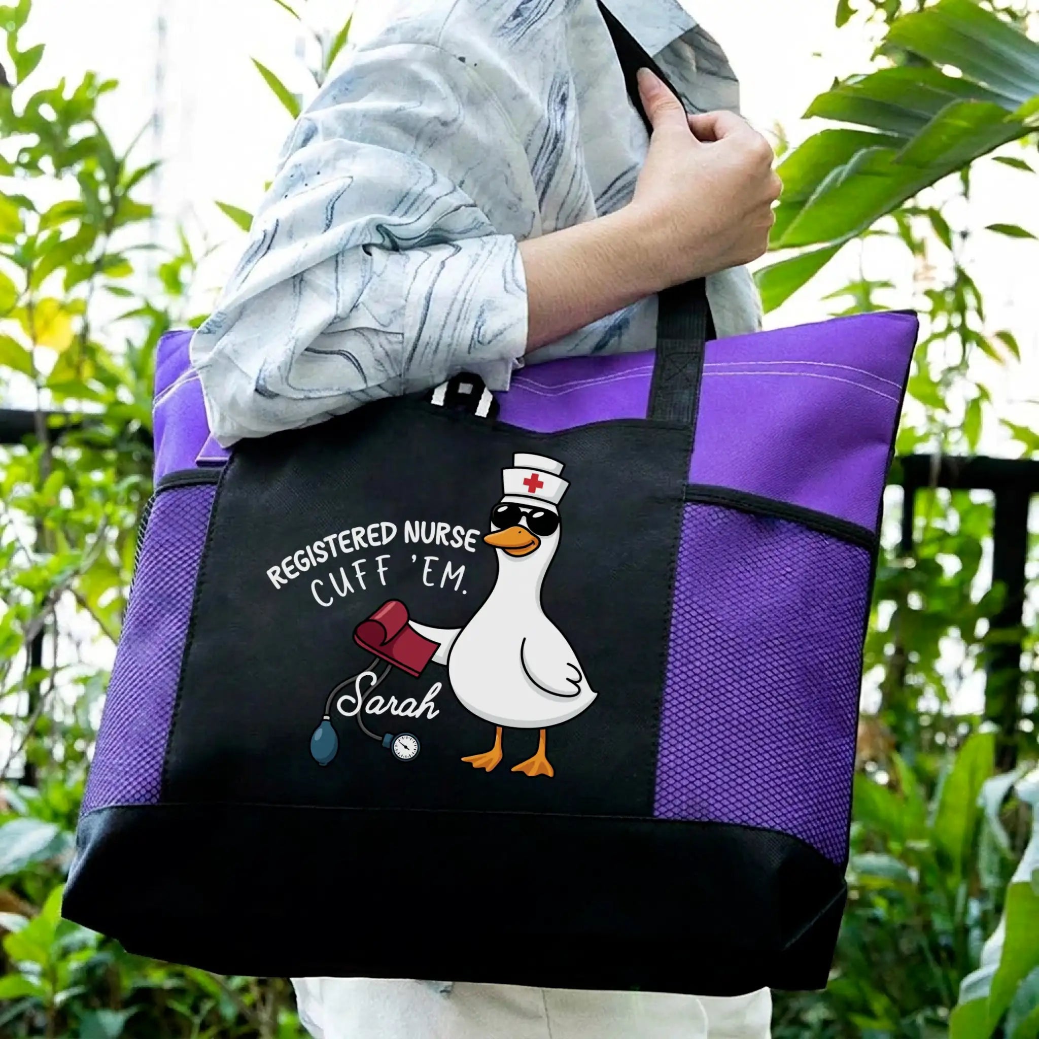 Nursehype Personalized "Cuff 'Em" Registered Nurse Tote Bag