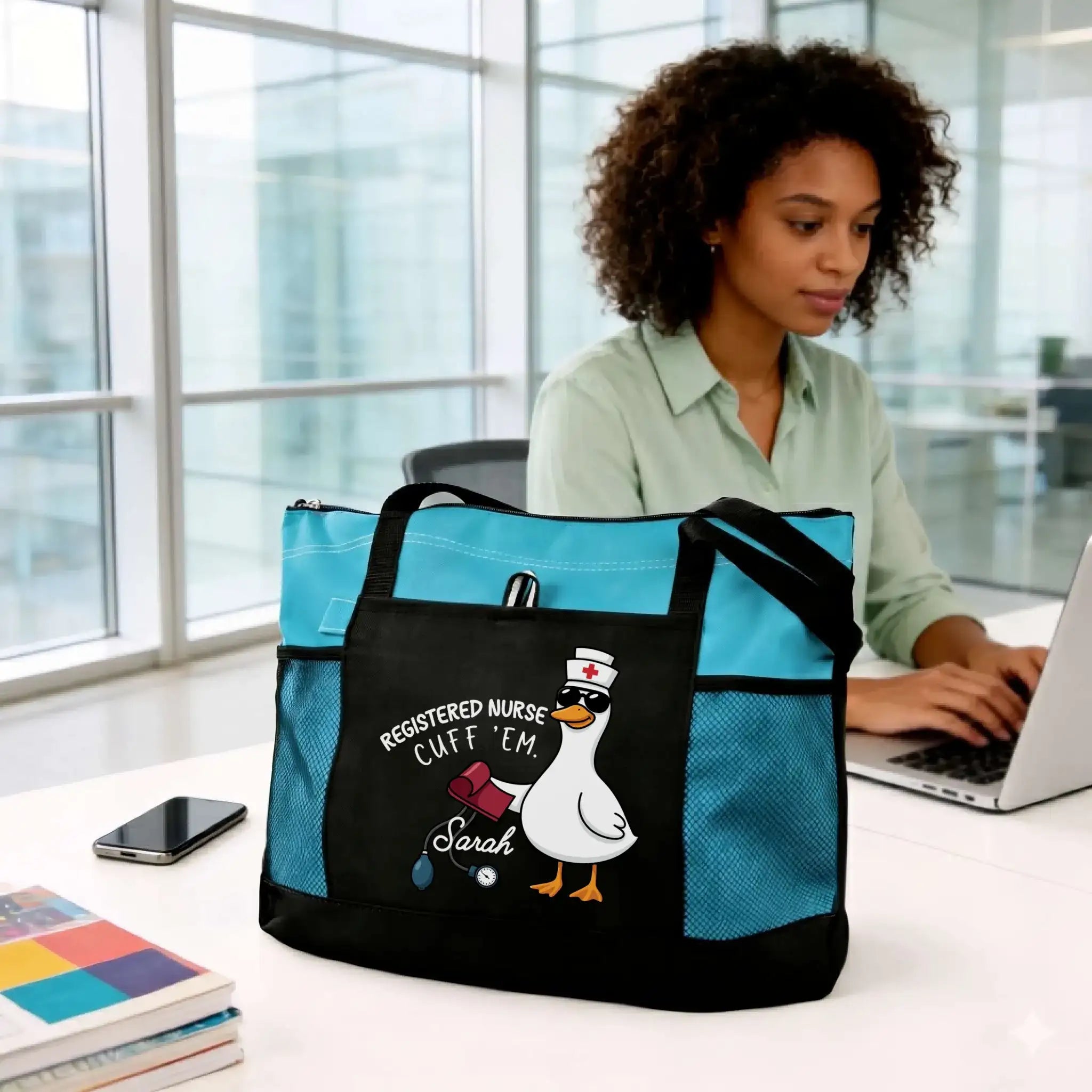 Nursehype Personalized "Cuff 'Em" Registered Nurse Tote Bag
