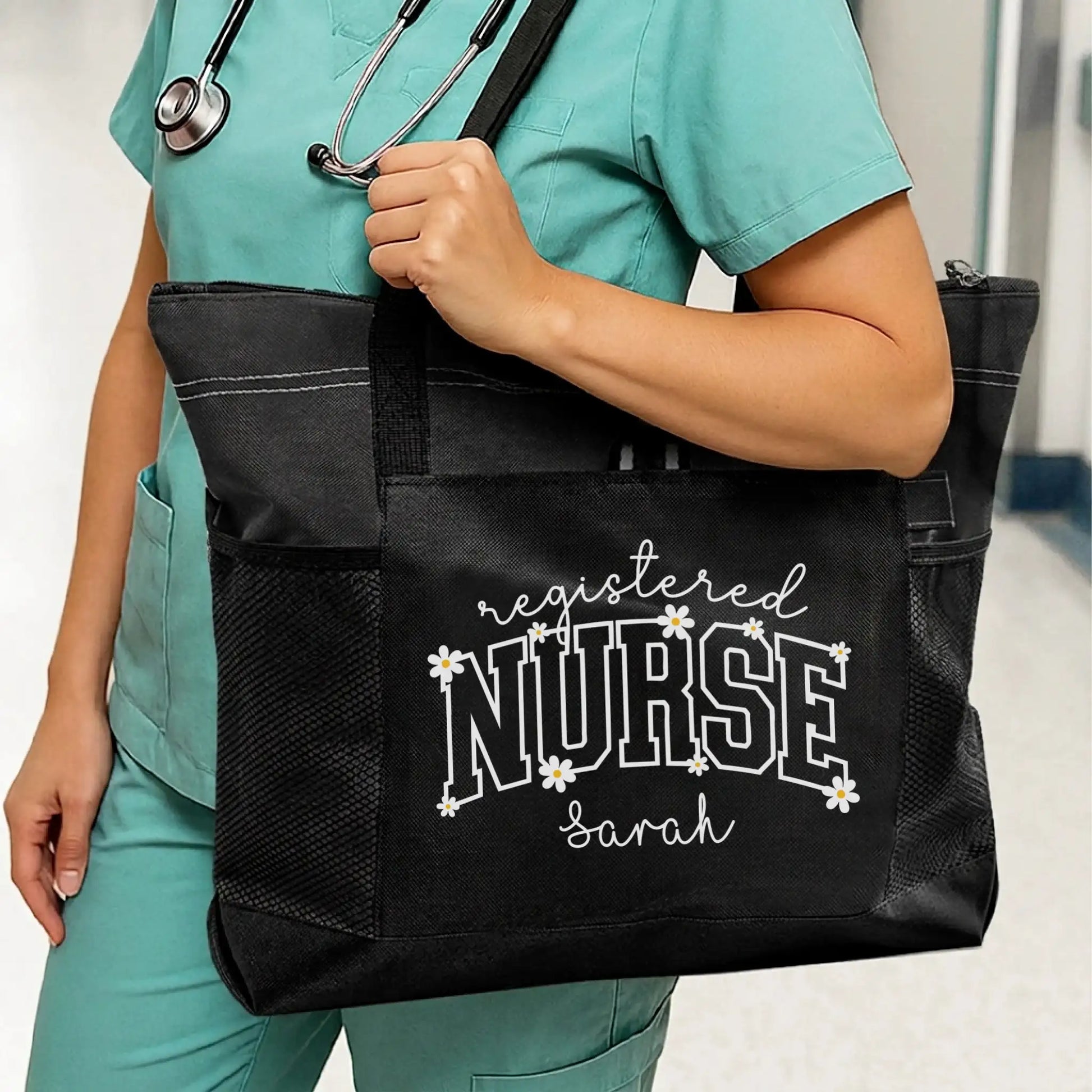Nursehype Personalized Daisy Registered Nurse Tote Bag