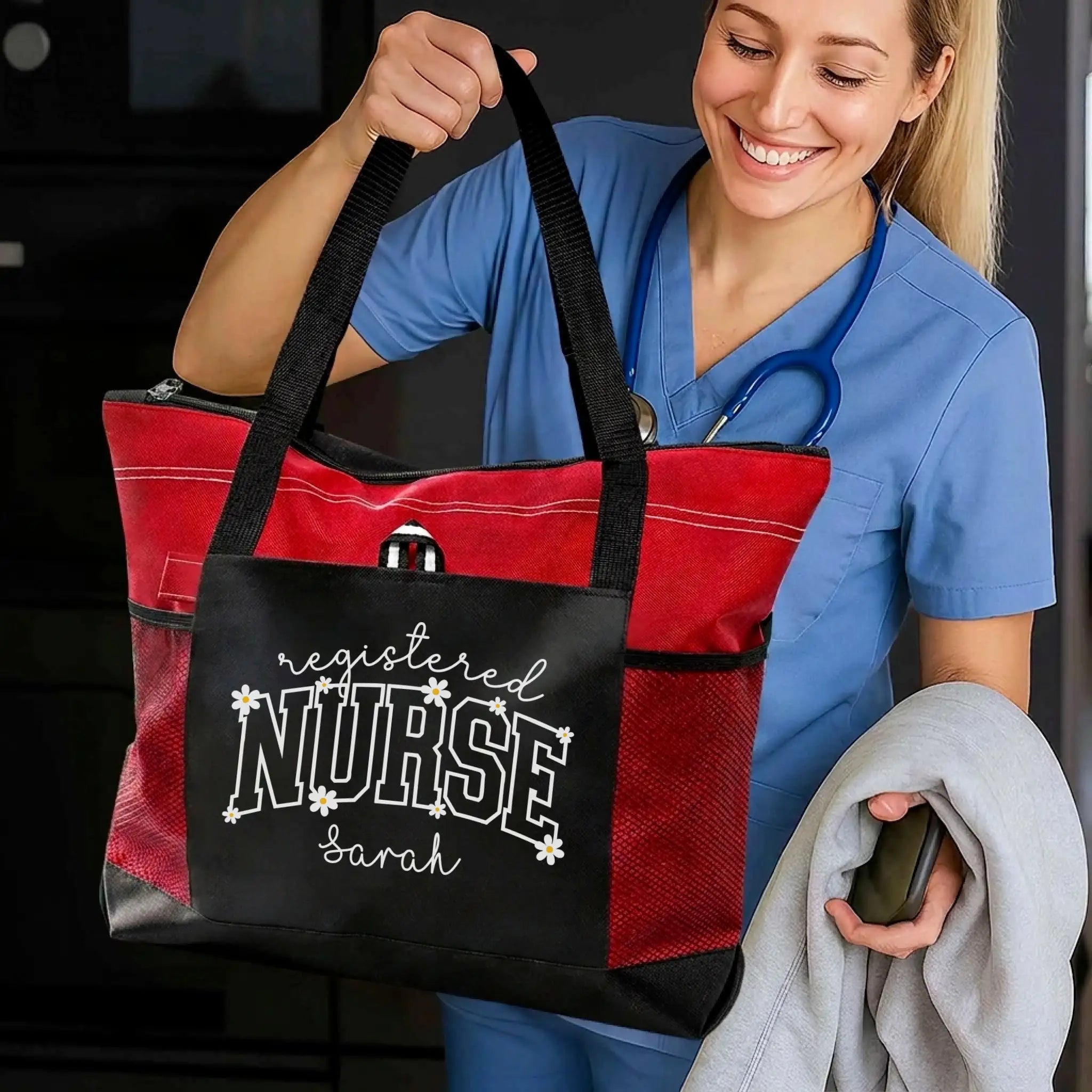 Nursehype Personalized Daisy Registered Nurse Tote Bag