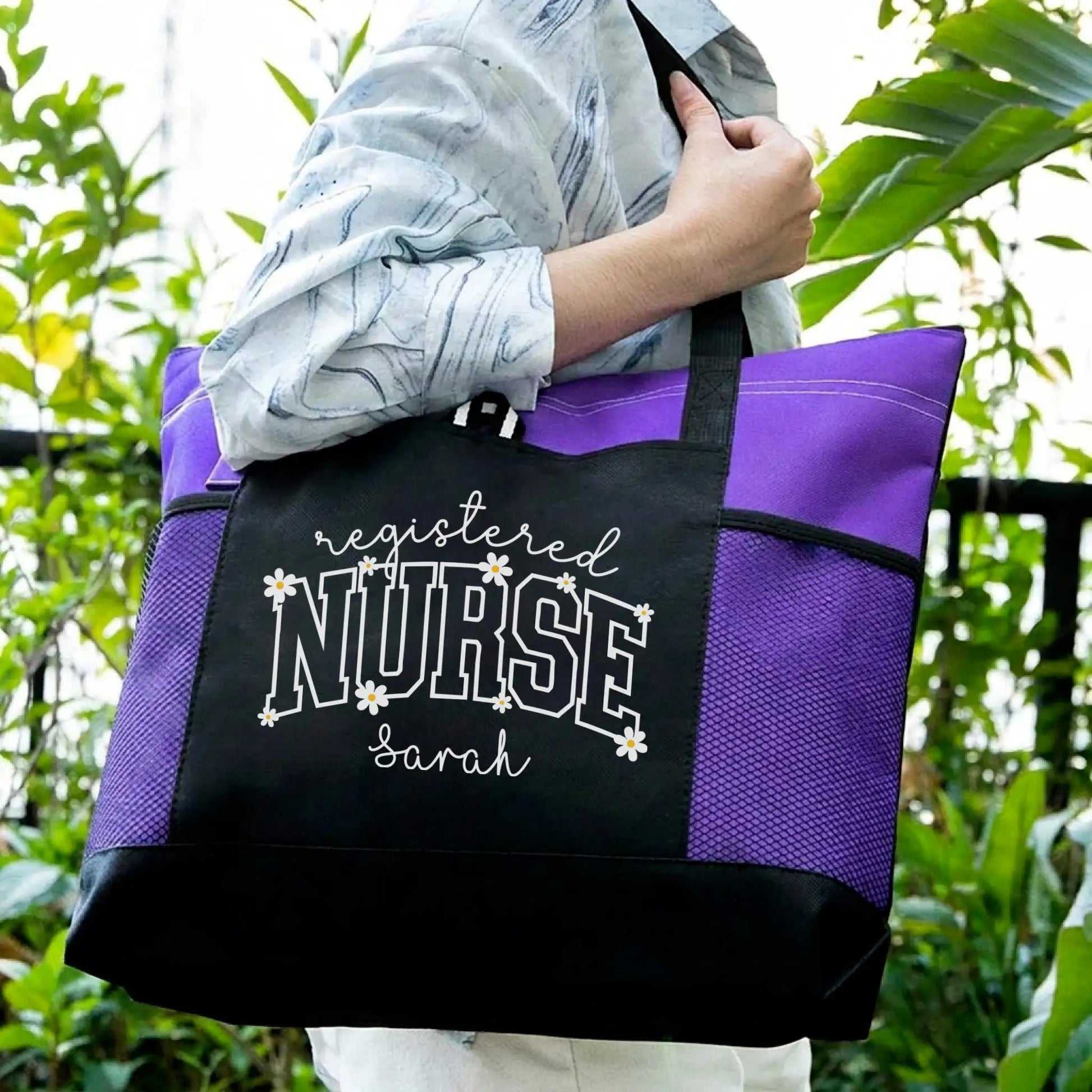 Nursehype Personalized Daisy Registered Nurse Tote Bag
