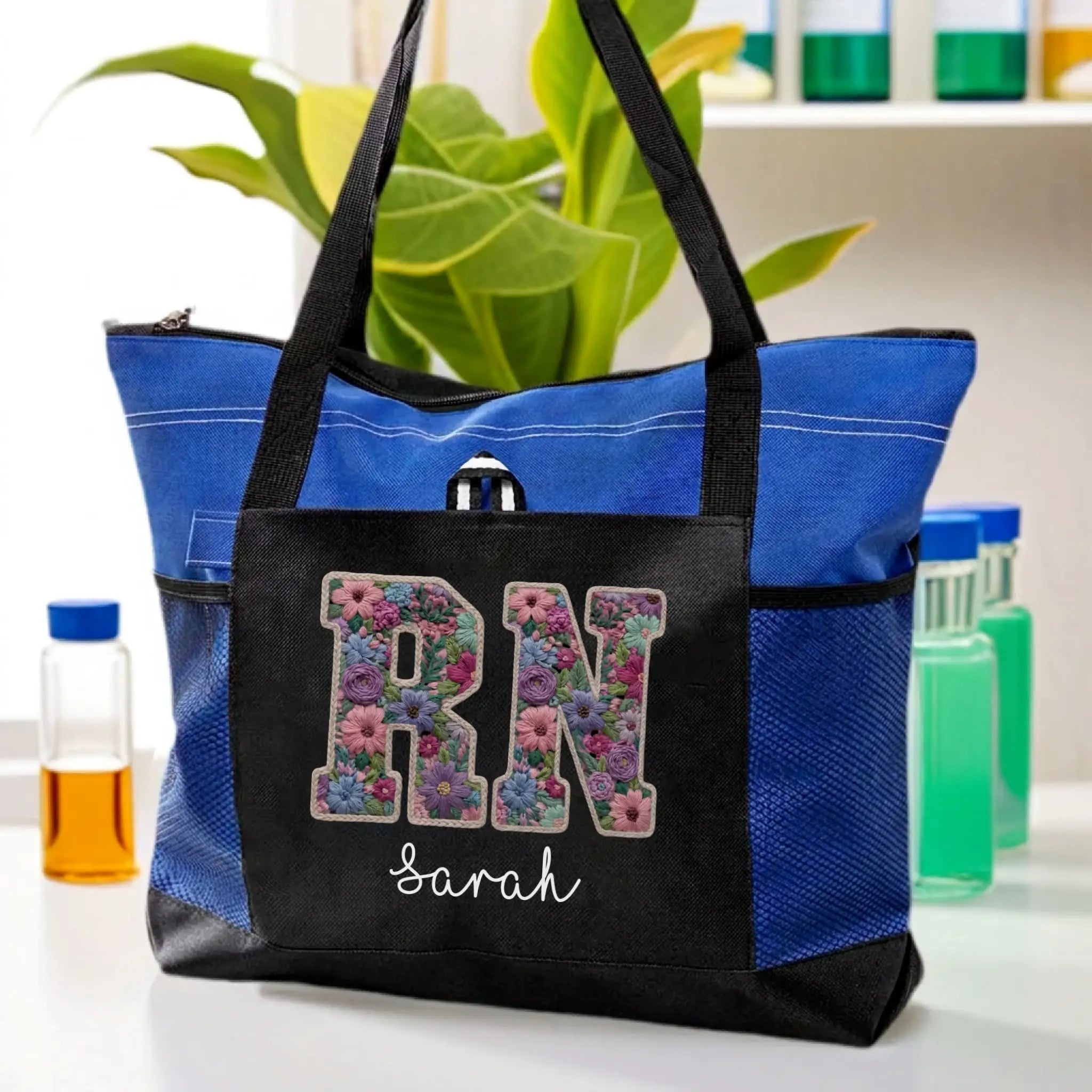 Nursehype Personalized Floral RN Nurse Tote Bag