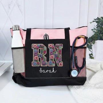 Nursehype Personalized Floral RN Nurse Tote Bag