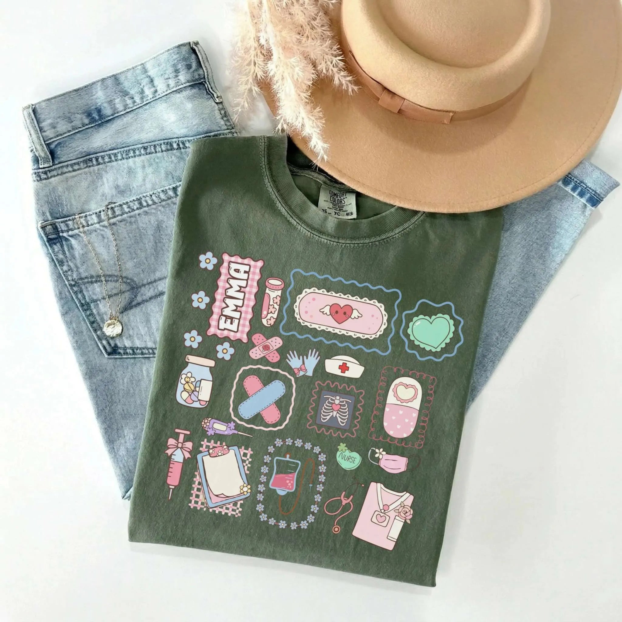 Nurse Sticker Dump Personalized Comfort Colors Tee