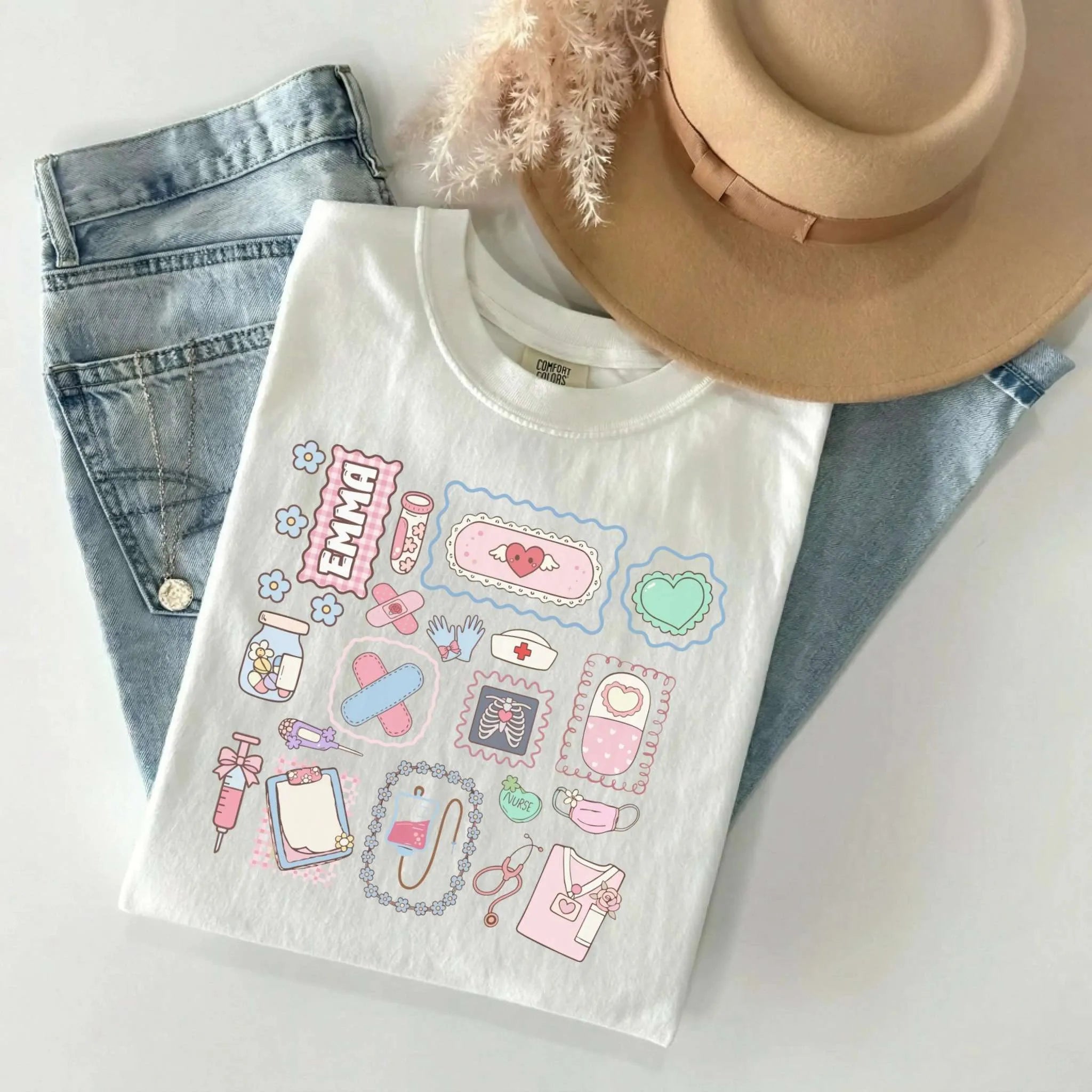 Nurse Sticker Dump Personalized Comfort Colors Tee