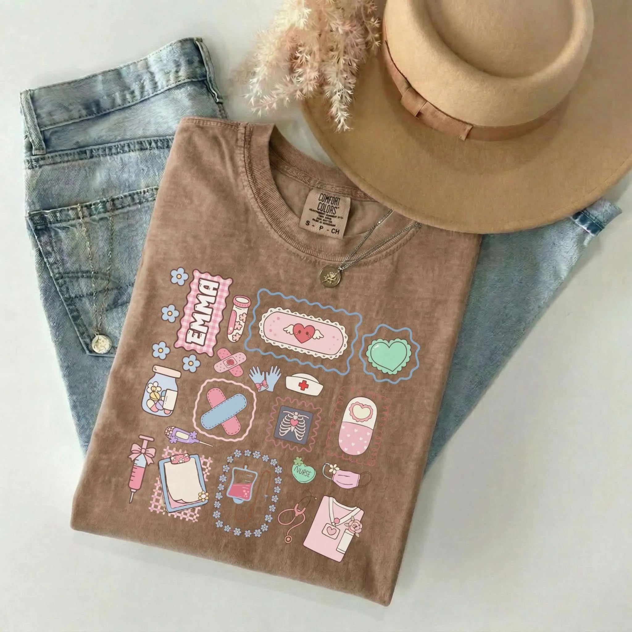 Nurse Sticker Dump Personalized Comfort Colors Tee