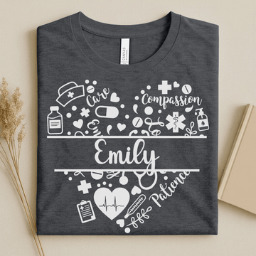 Nursehype Nurse Heart Care Personalized Nurse Tee