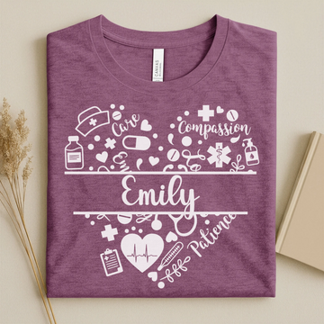 Nurse Heart Care Personalized Nurse Tee
