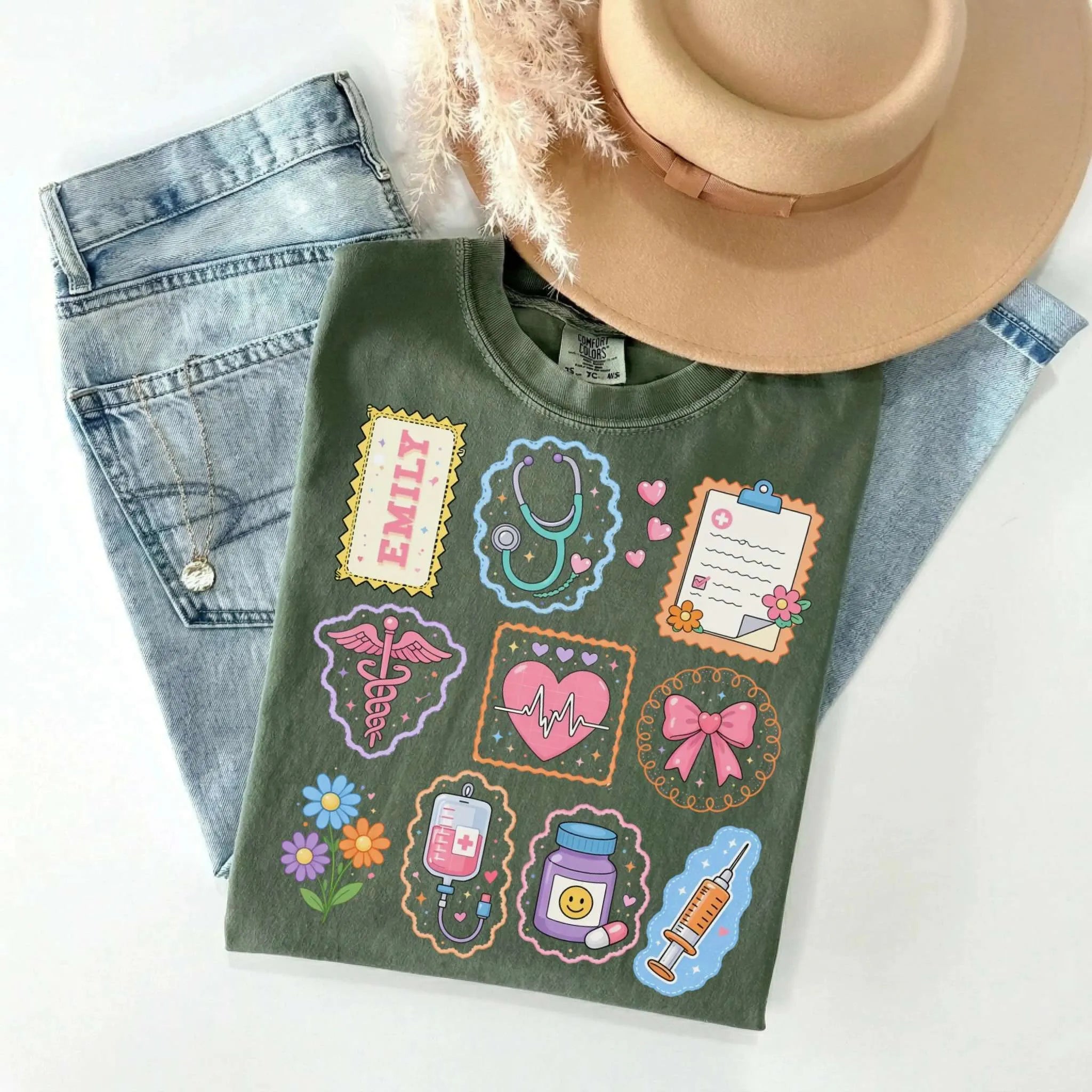 Nurse Stamp Collection Personalized Comfort Colors Tee