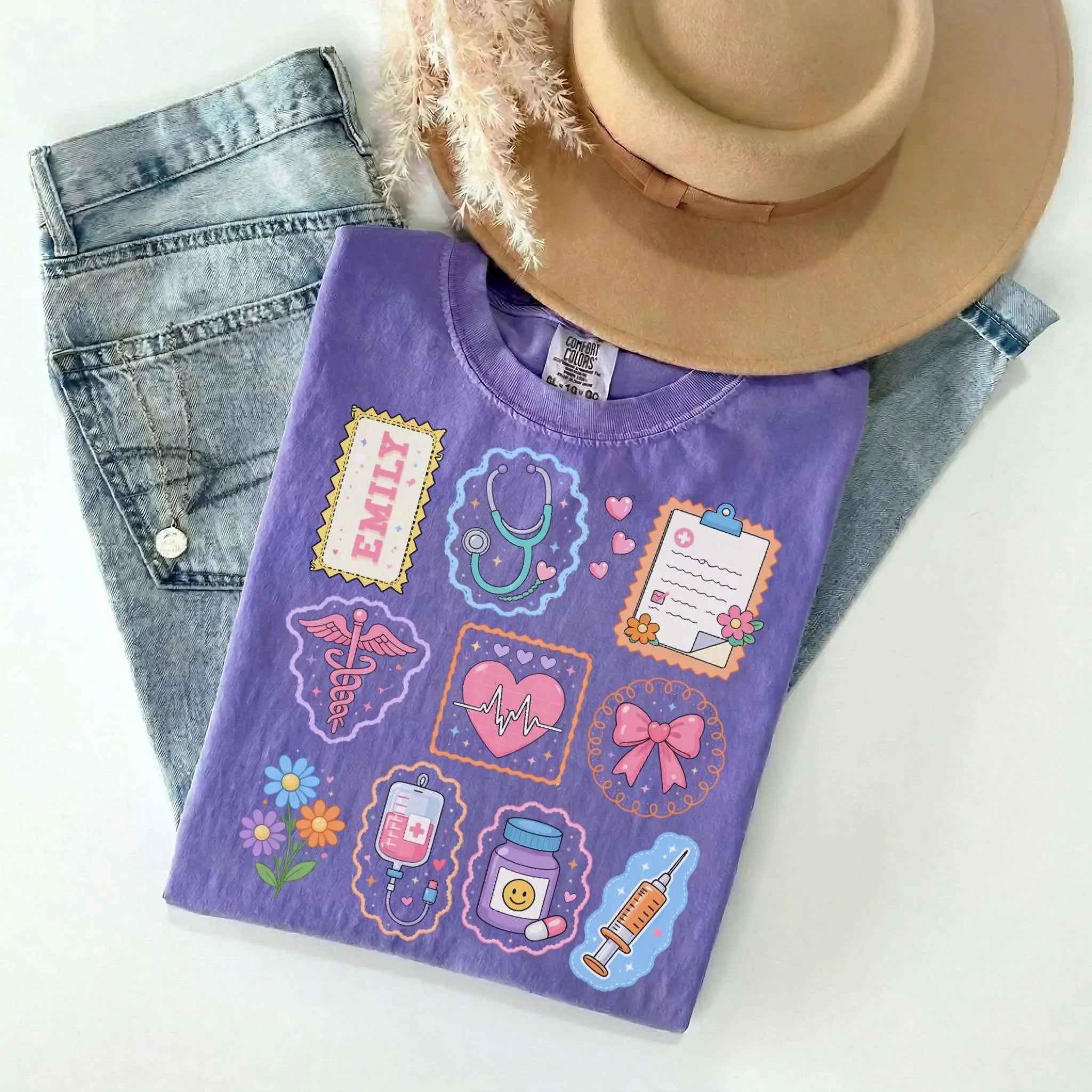 Nurse Stamp Collection Personalized Comfort Colors Tee