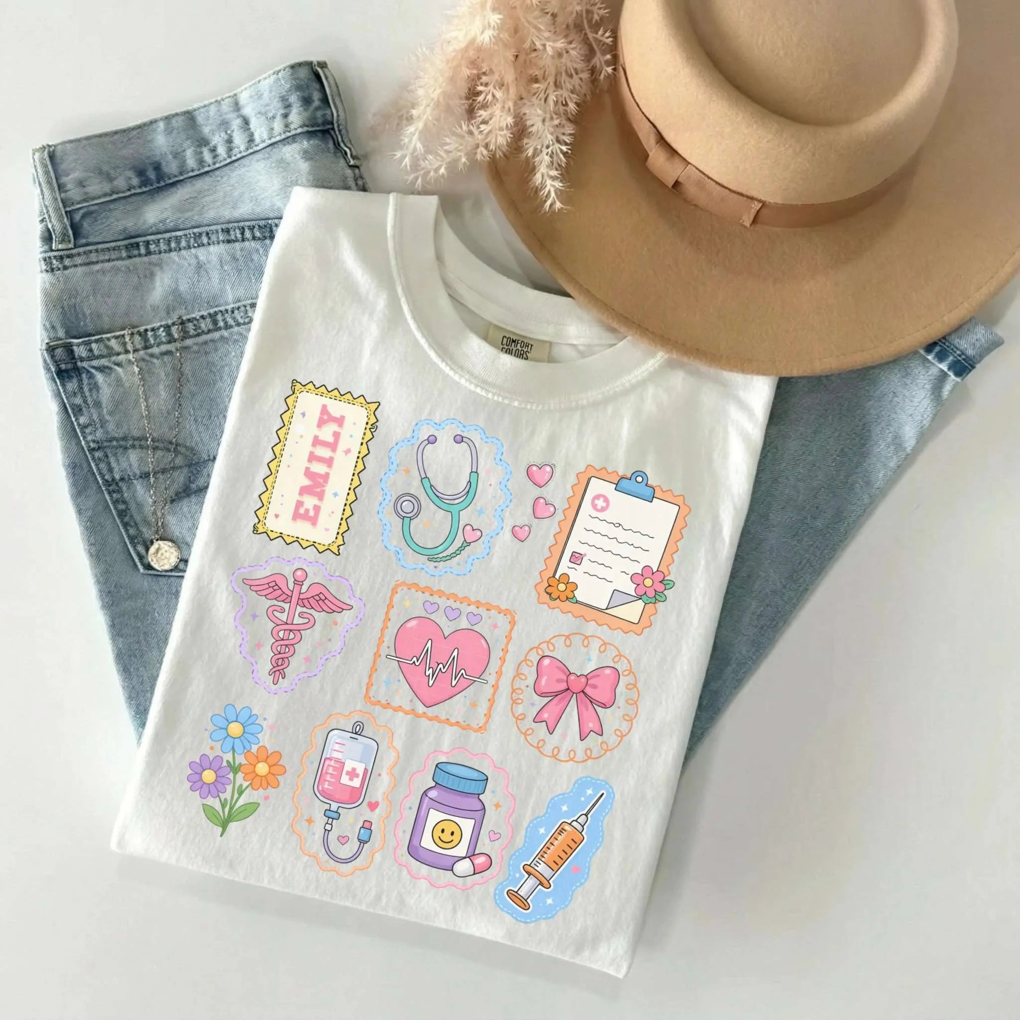 Nurse Stamp Collection Personalized Comfort Colors Tee