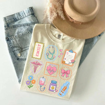 Nurse Stamp Collection Personalized Comfort Colors Tee