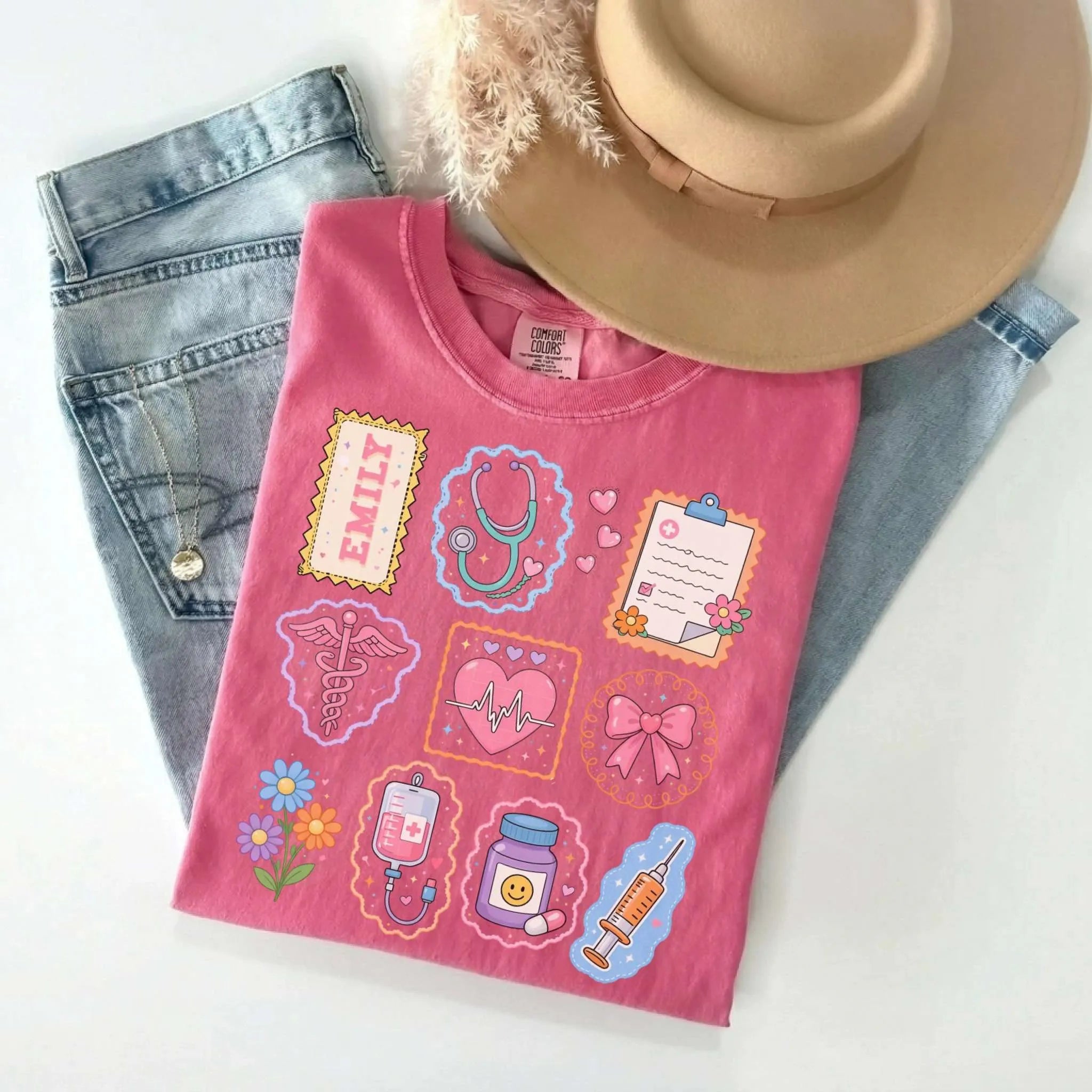 Nurse Stamp Collection Personalized Comfort Colors Tee