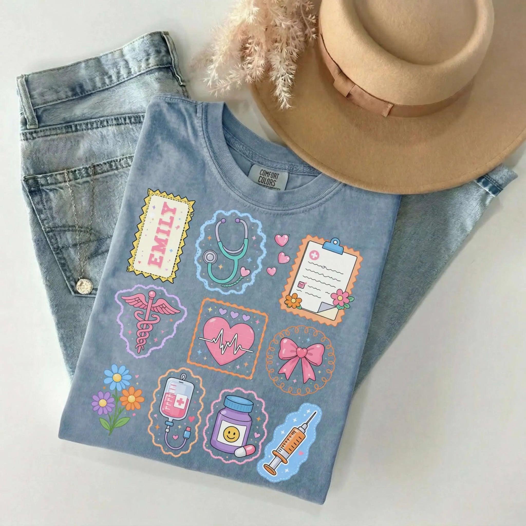 Nurse Stamp Collection Personalized Comfort Colors Tee