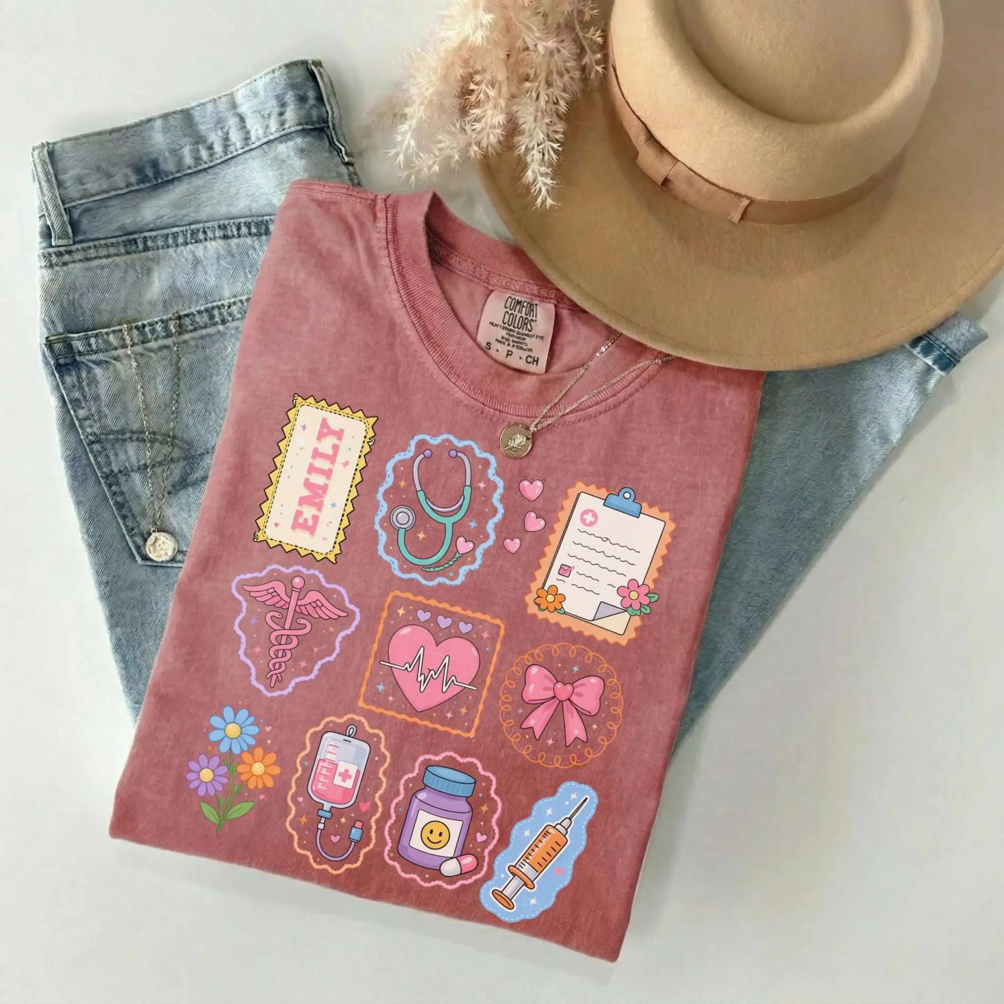 Nurse Stamp Collection Personalized Comfort Colors Tee