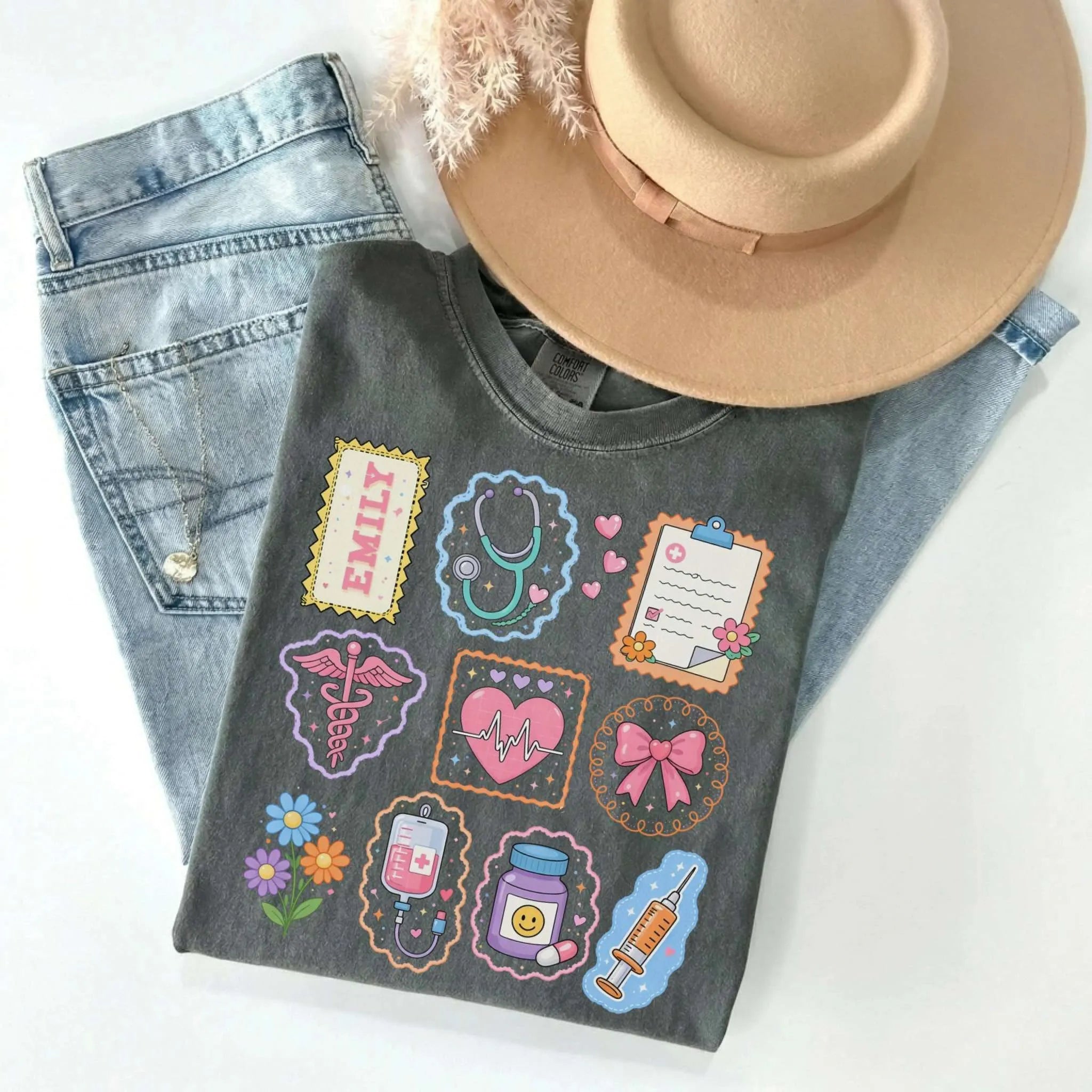 Nurse Stamp Collection Personalized Comfort Colors Tee