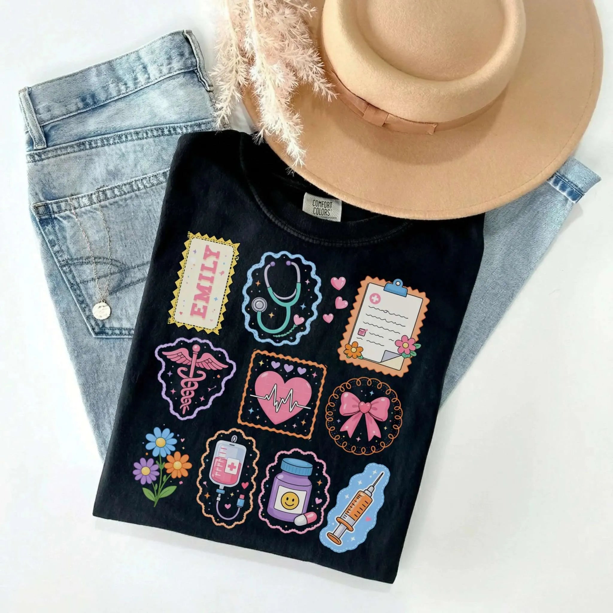 Nurse Stamp Collection Personalized Comfort Colors Tee