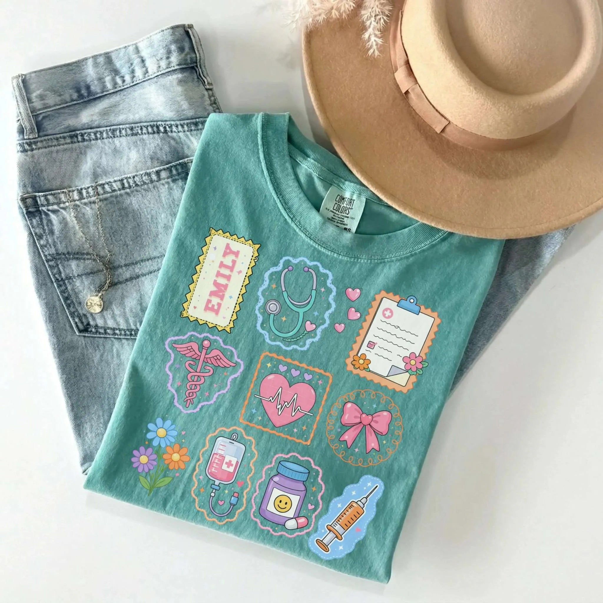 Nurse Stamp Collection Personalized Comfort Colors Tee