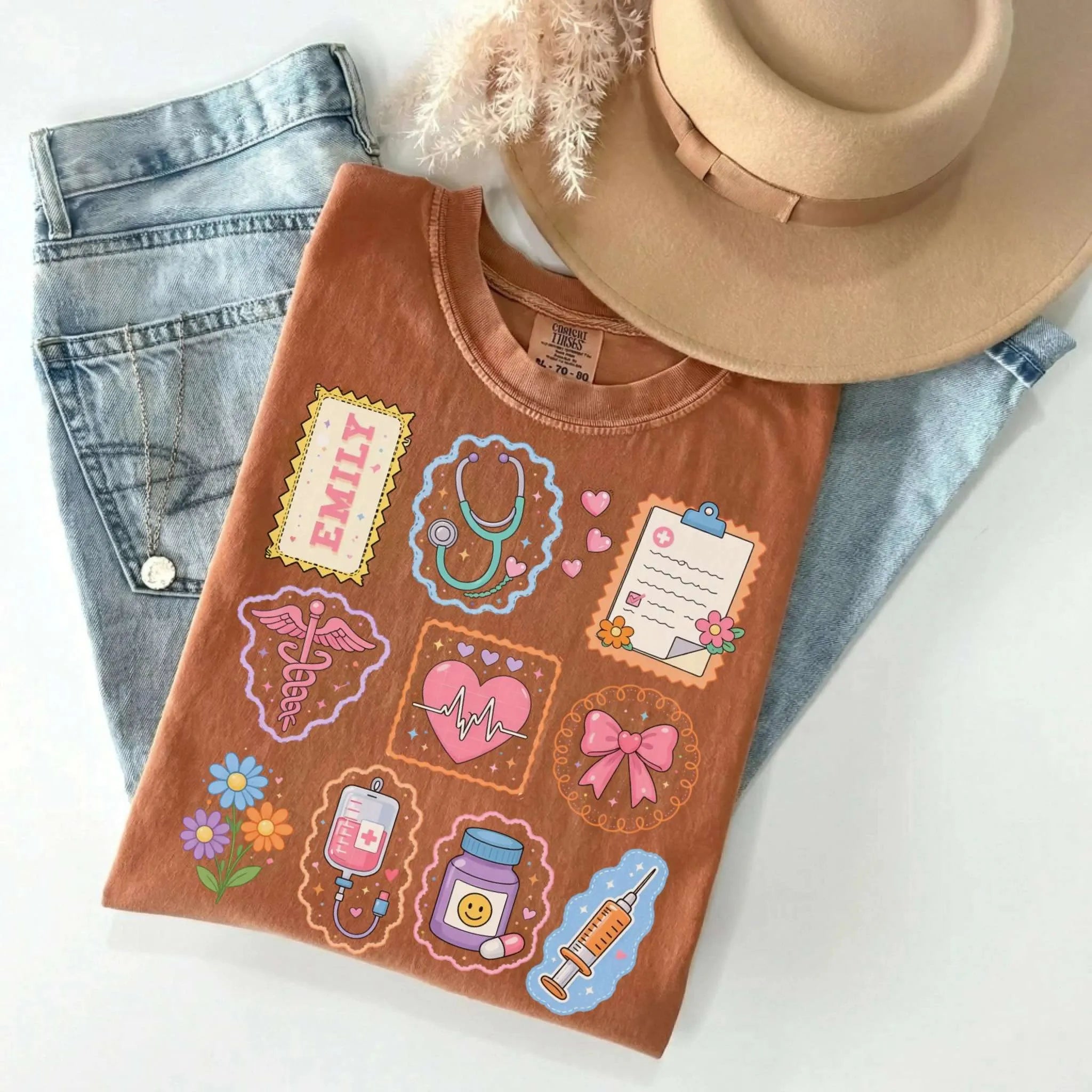 Nurse Stamp Collection Personalized Comfort Colors Tee