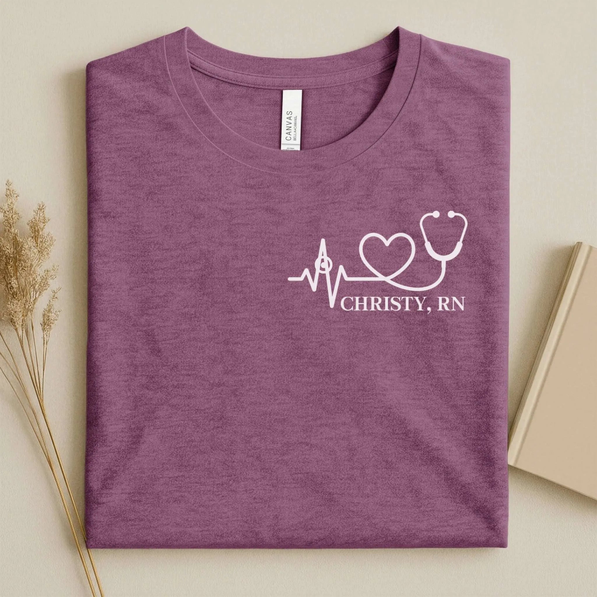 Personalized RN Heartbeat Stethoscope Nurse T-Shirt
