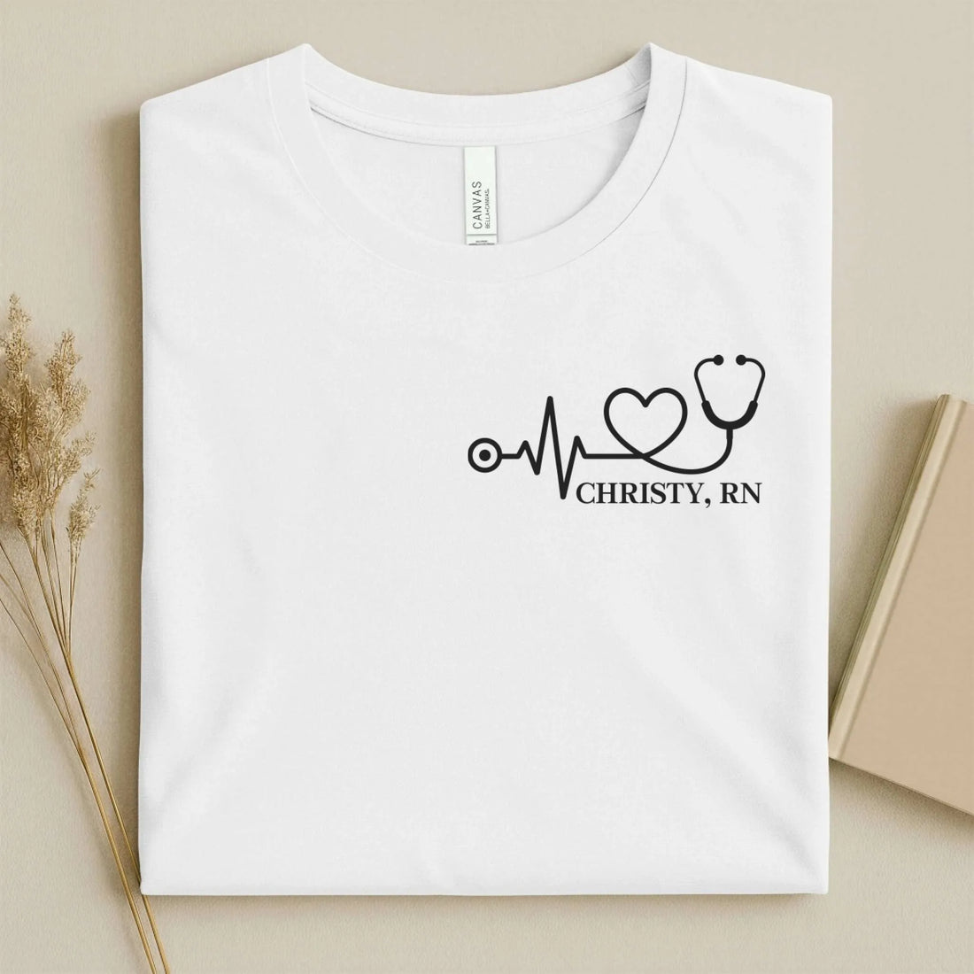 Personalized RN Heartbeat Stethoscope Nurse T-Shirt