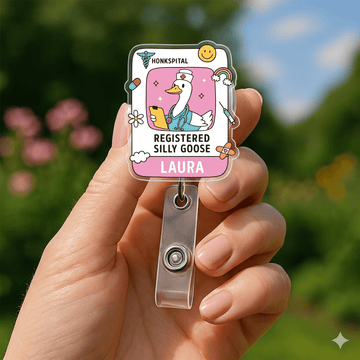Nursehype Personalized Silly Goose Nurse Badge Reel – Retractable ID Clip Nurse Gift