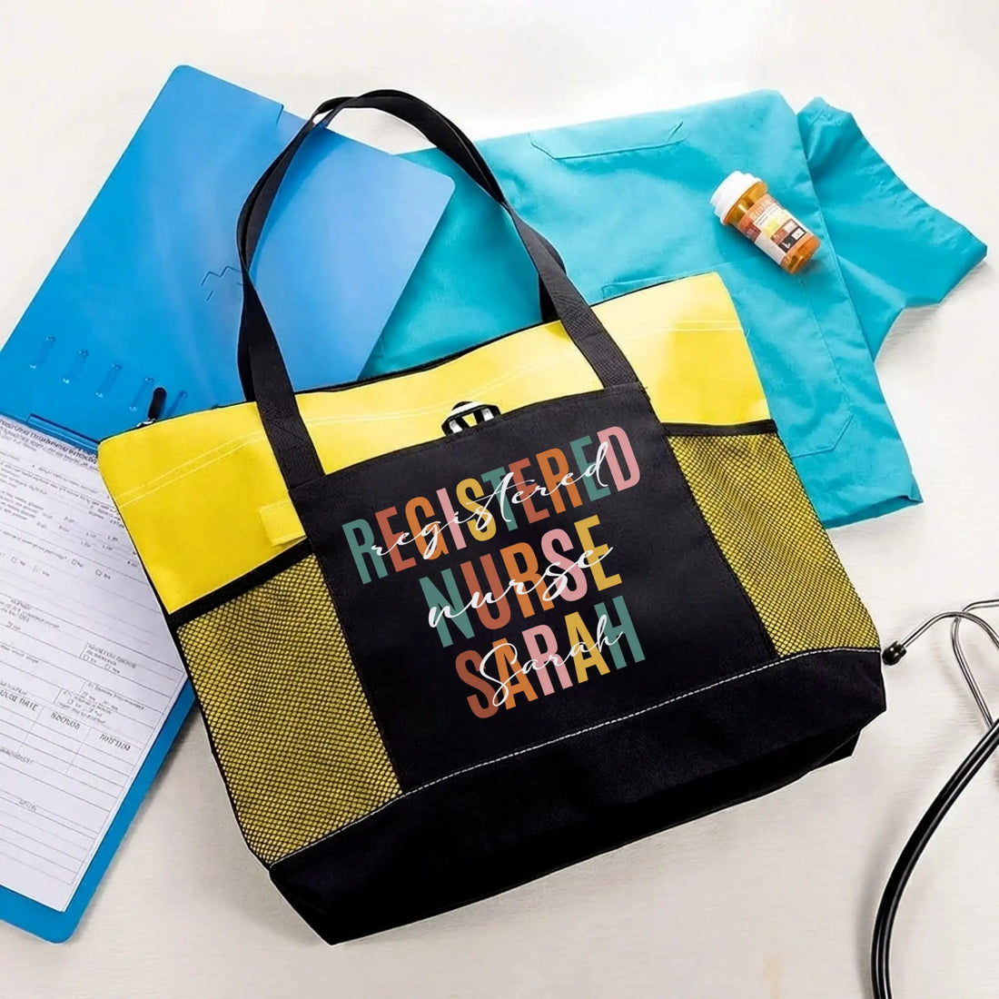Nursehype Personalized Retro Colorful Tote Nurse Bag