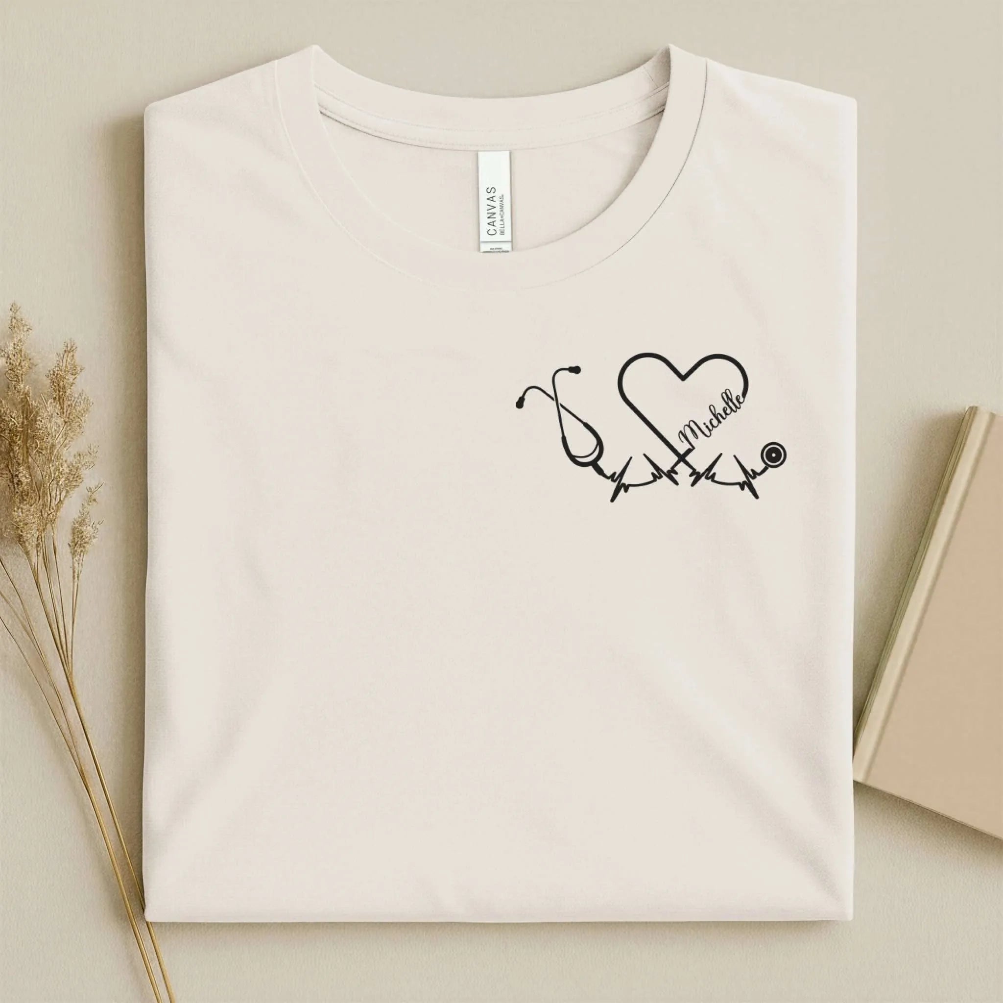 Personalized Name Stethoscope Heart Nurse Shirt