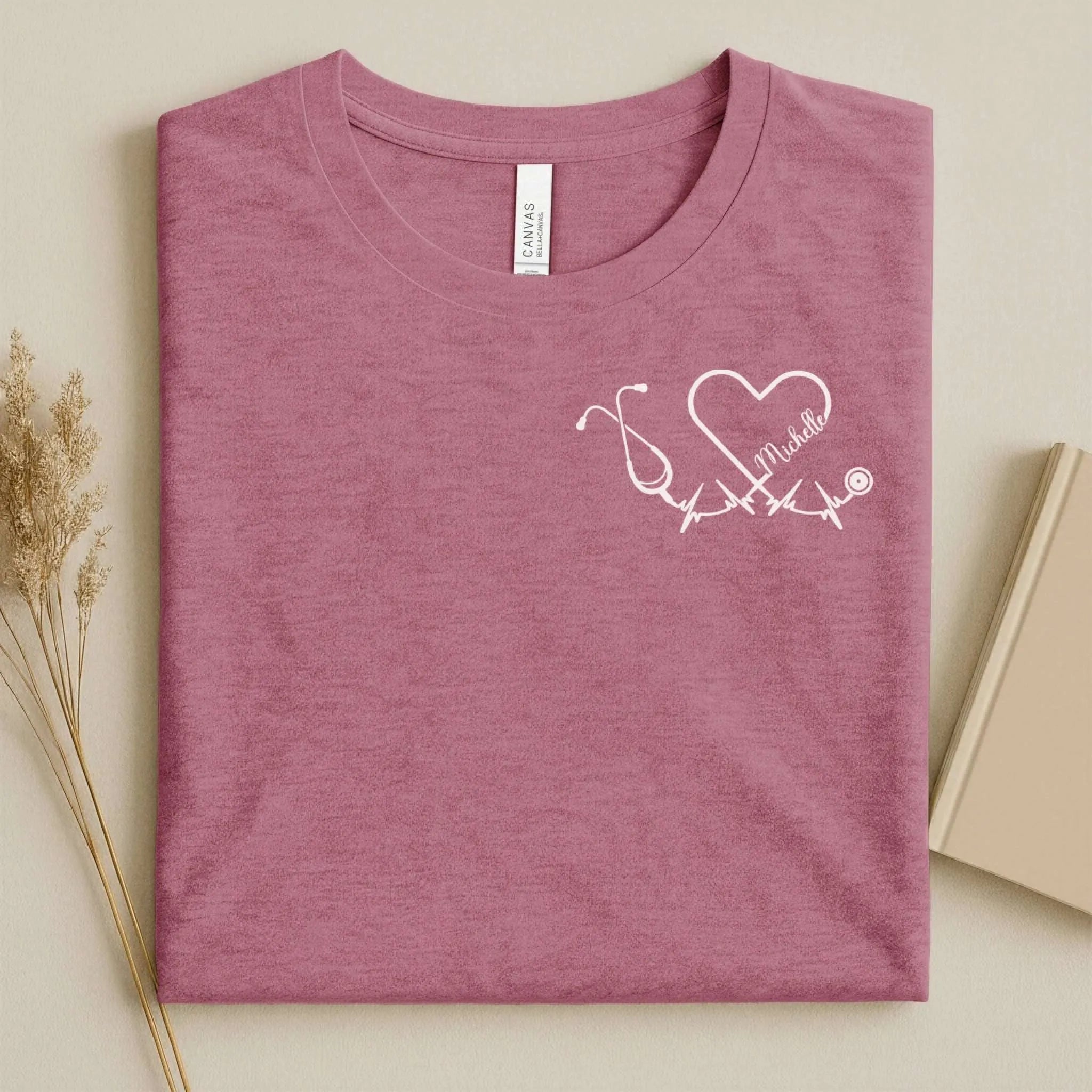 Personalized Name Stethoscope Heart Nurse Shirt