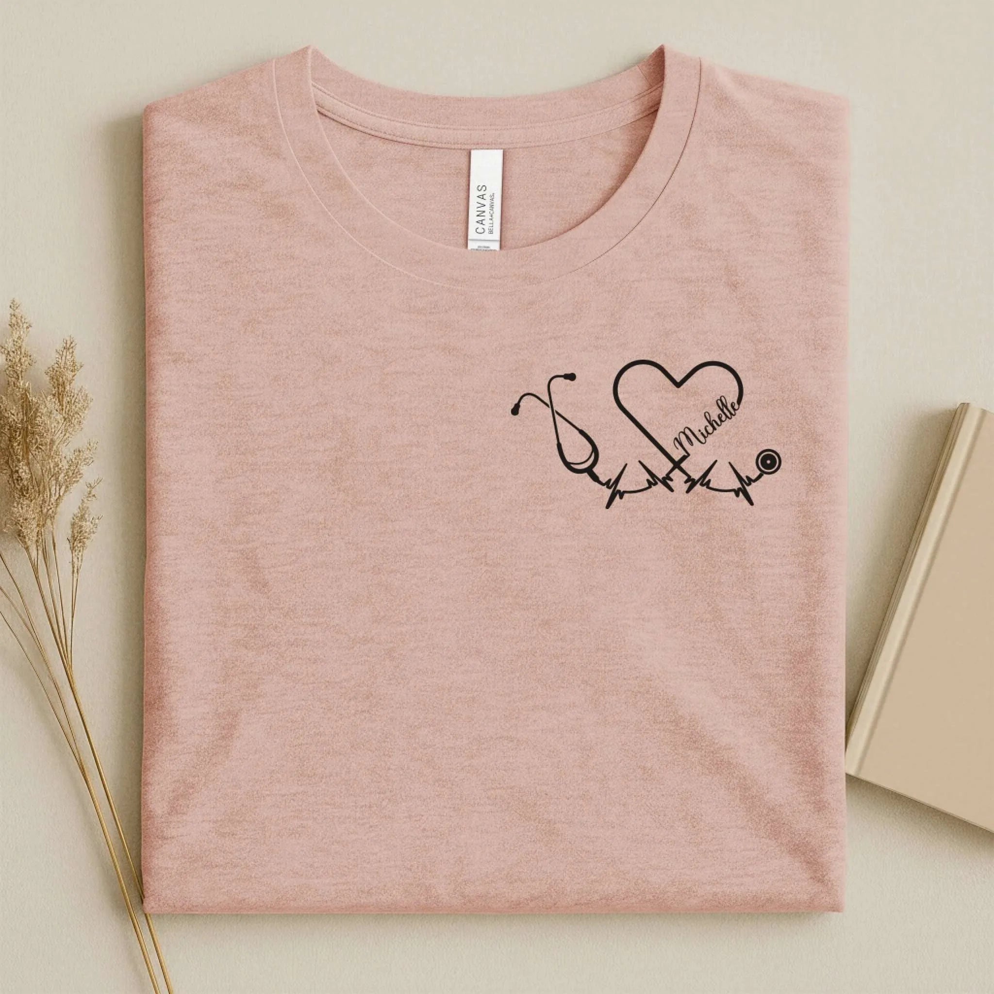 Personalized Name Stethoscope Heart Nurse Shirt